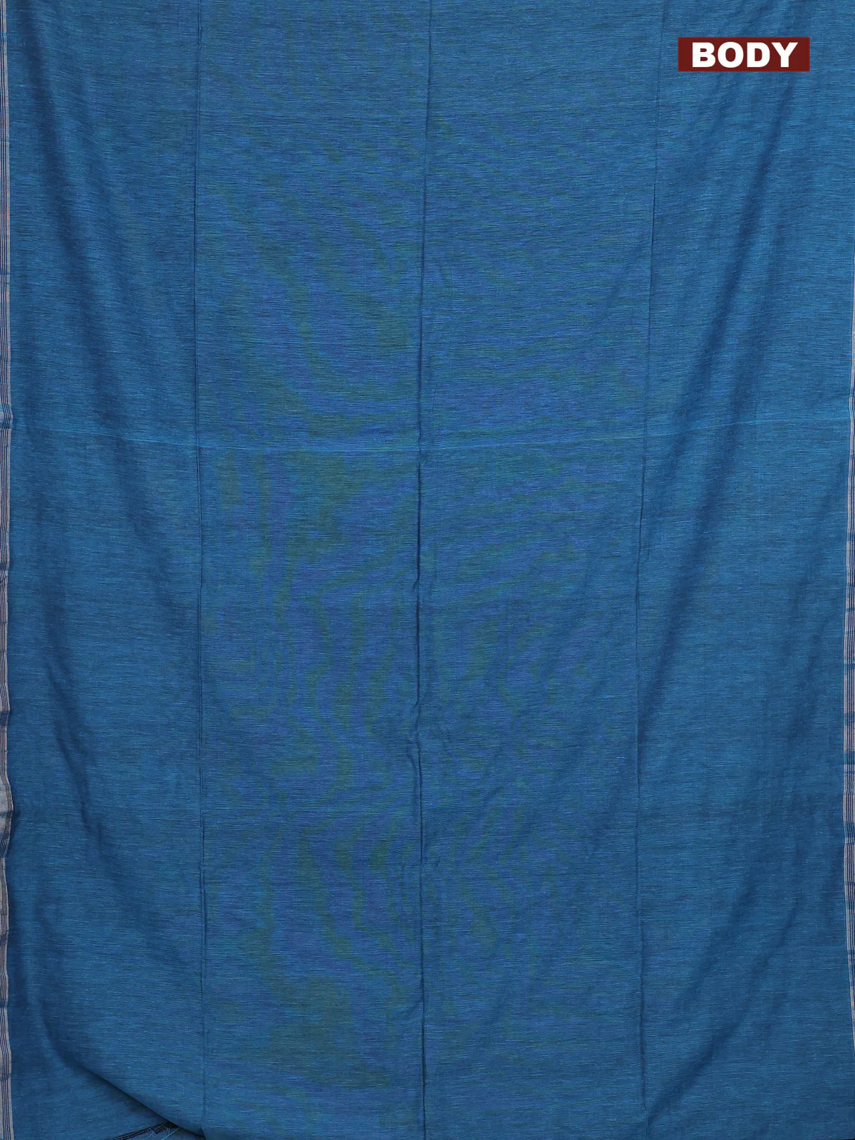 Bengal soft cotton saree teal blue shade with plain body and zari woven piping border - Image 2