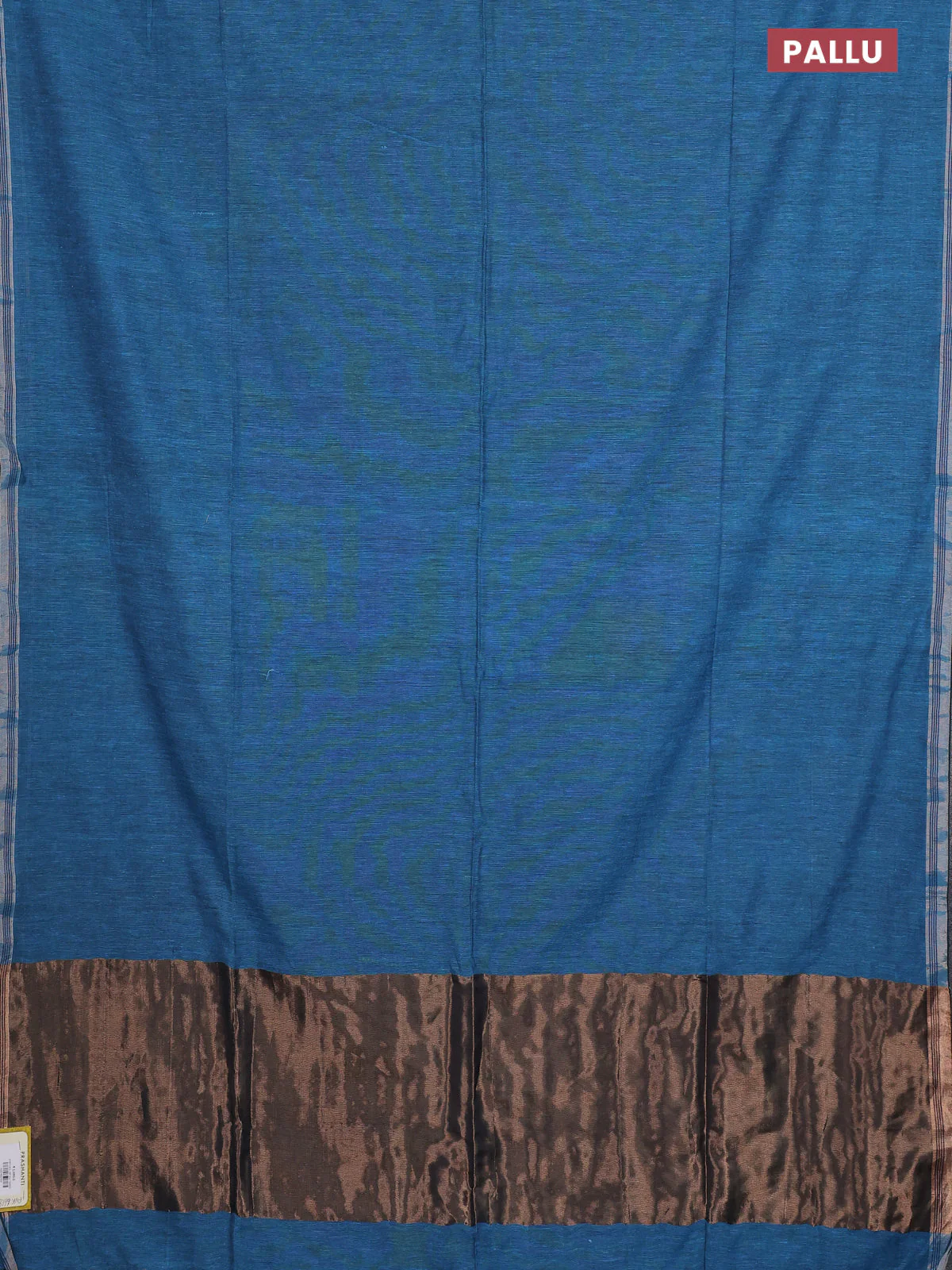 Bengal soft cotton saree teal blue shade with plain body and zari woven piping border - Image 3