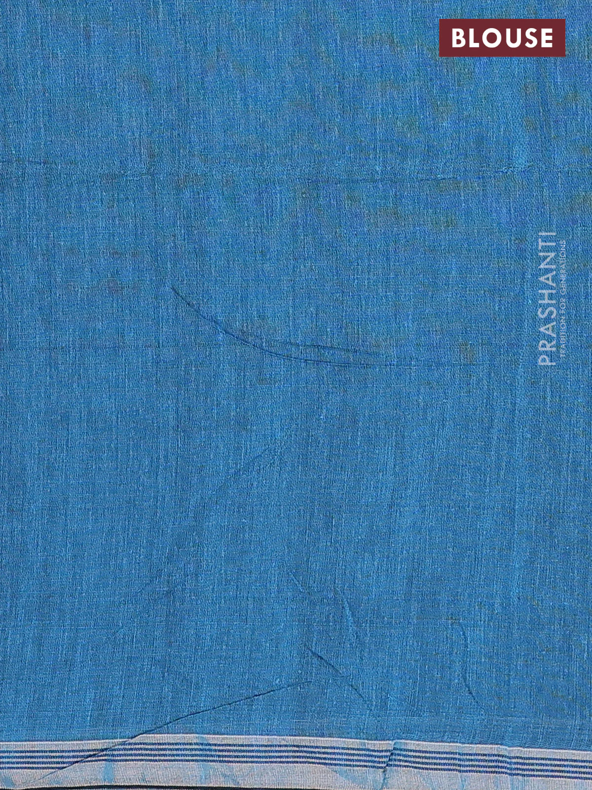 Bengal soft cotton saree teal blue shade with plain body and zari woven piping border - Image 4