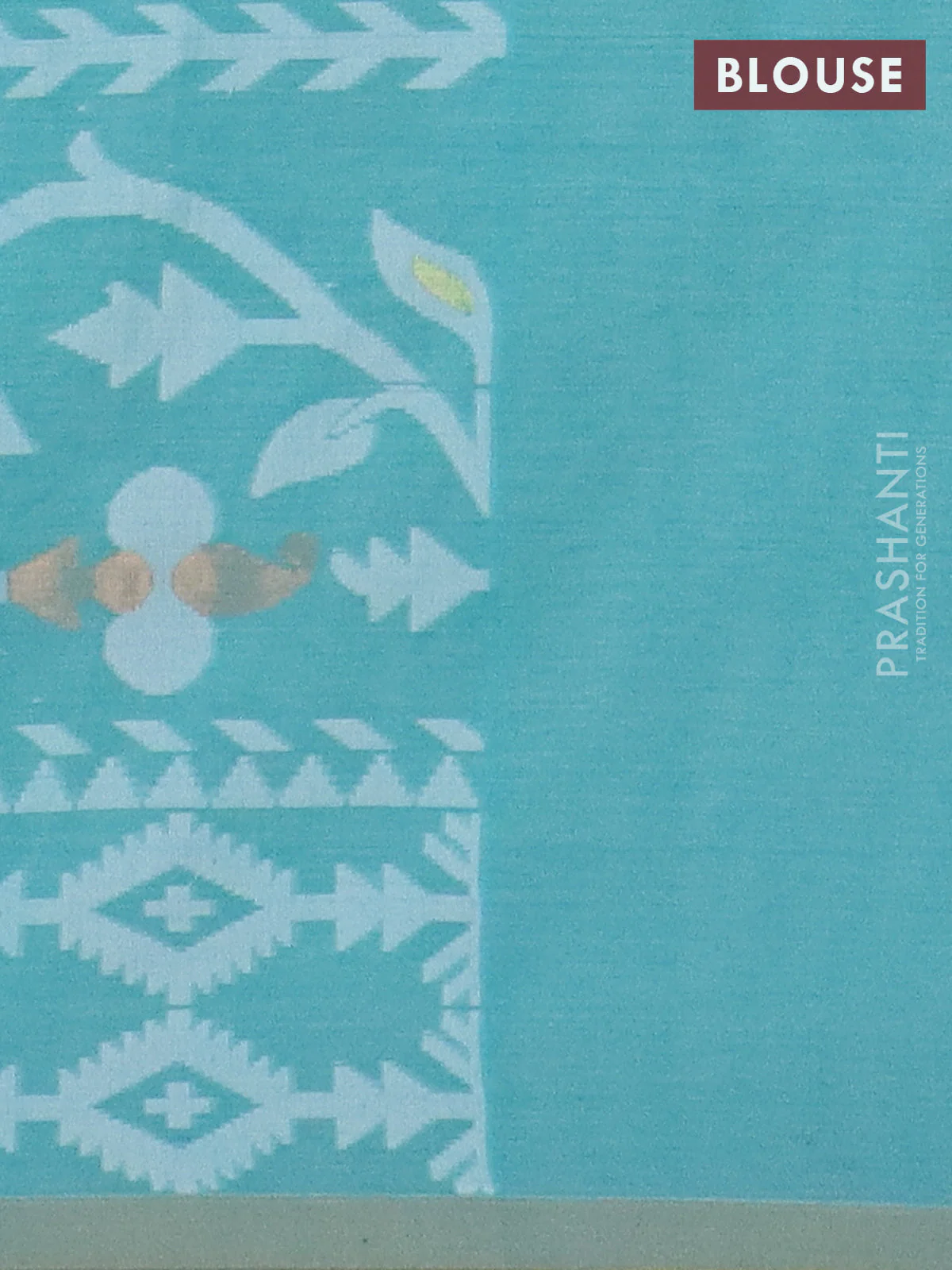 Bengal soft cotton saree teal blue with allover thread weaves and thread woven border - Image 4