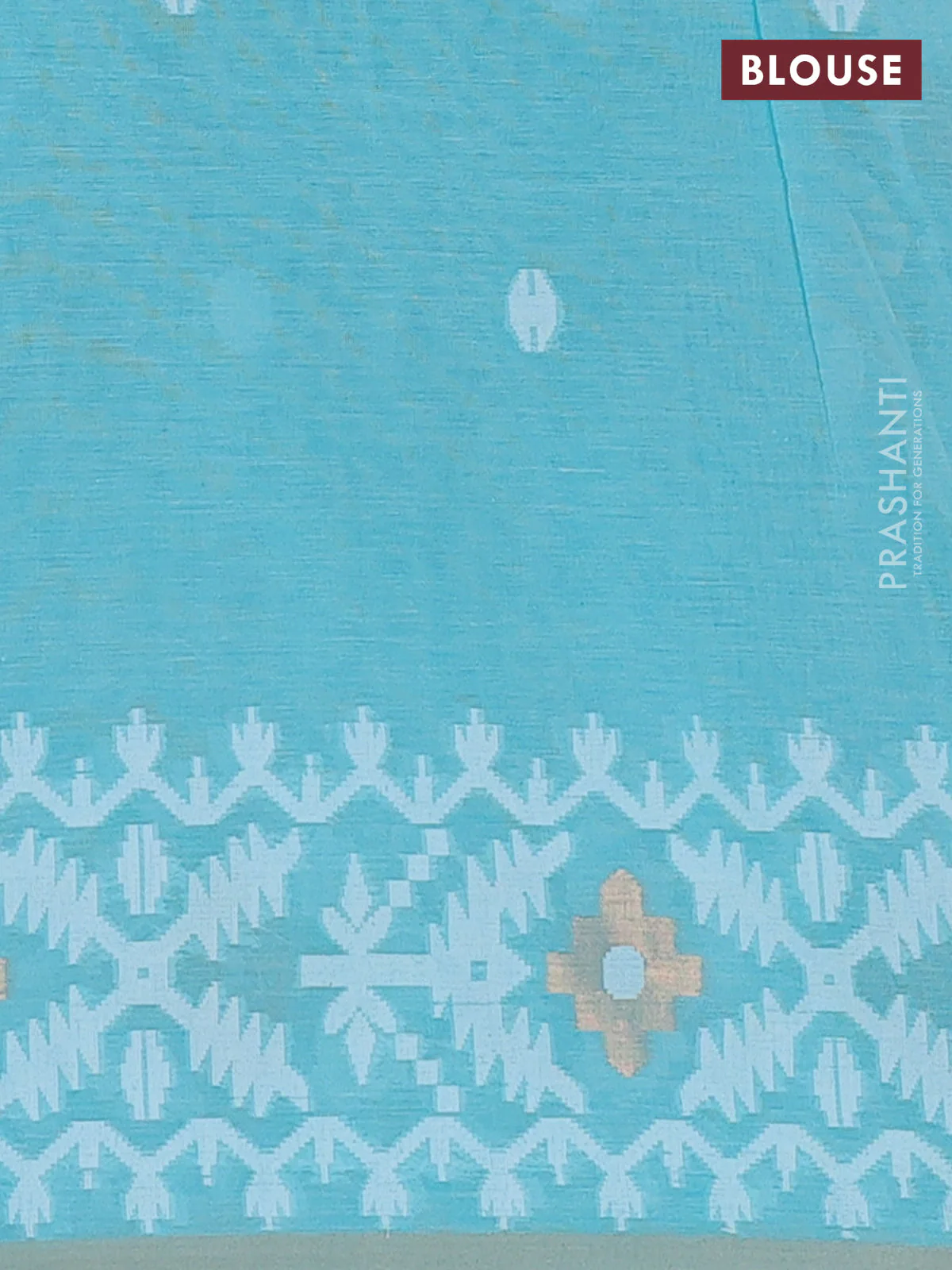 Bengal soft cotton saree teal blue with thread woven buttas and thread woven border - Image 4