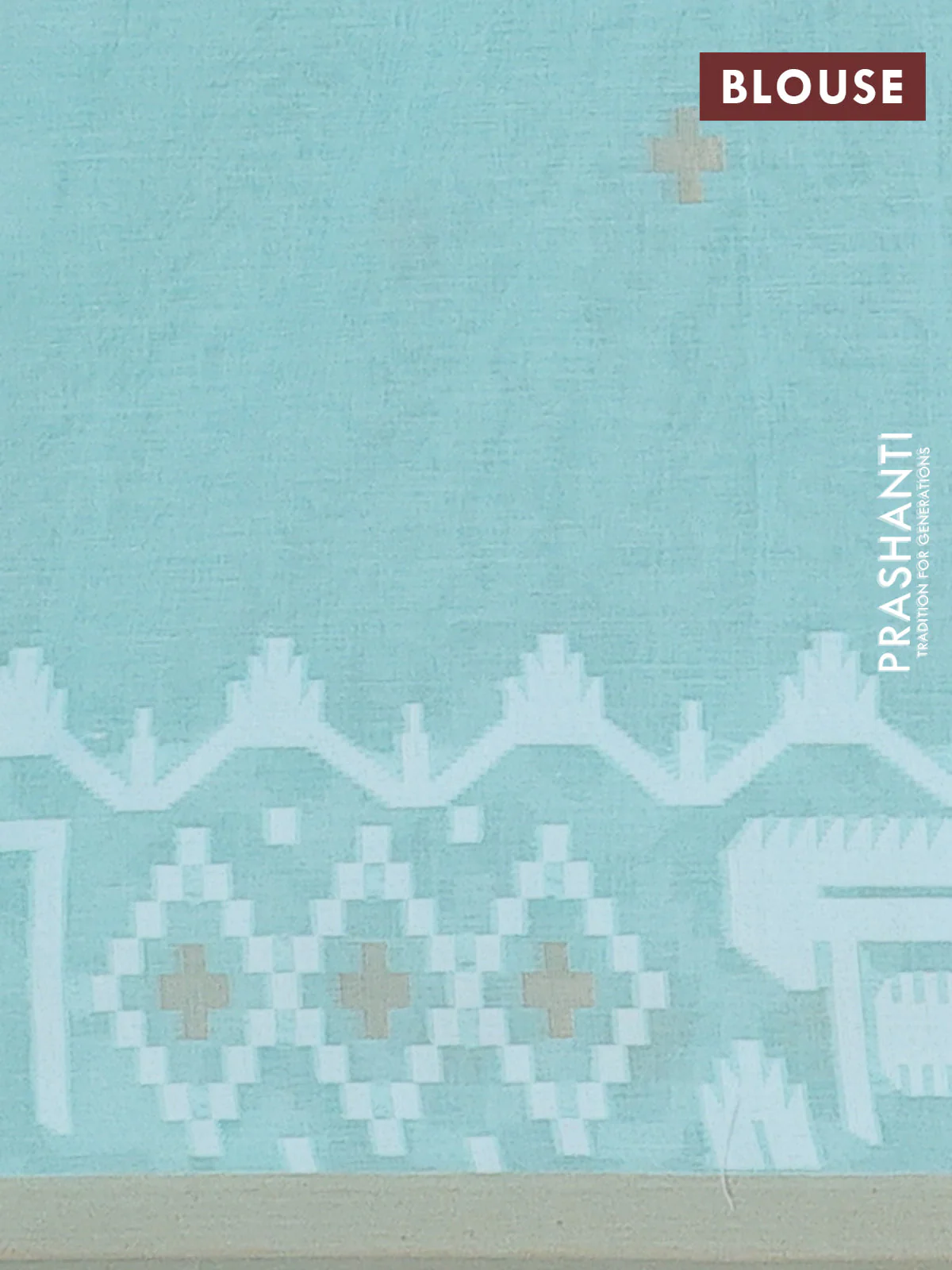Bengal soft cotton saree teal green and sandal with thread & zari woven buttas and thread woven border - Image 4