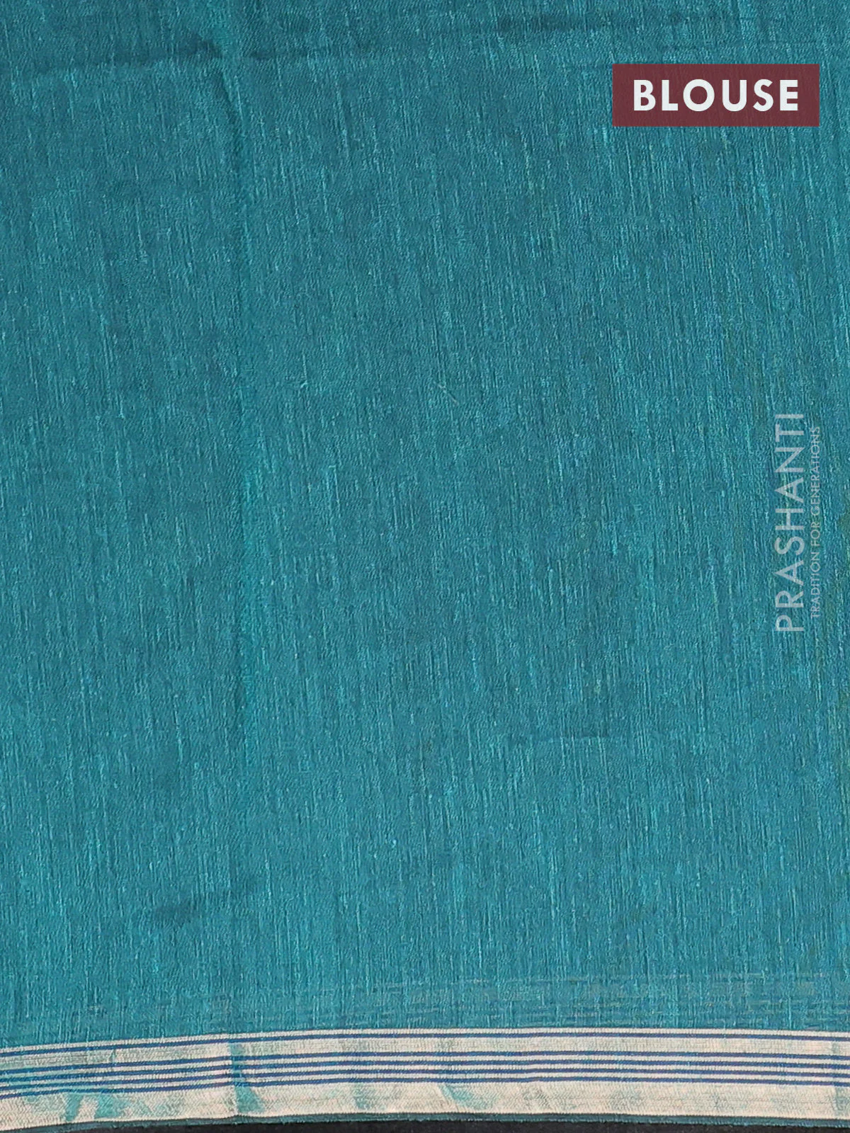 Bengal soft cotton saree teal green shade with plain body and zari woven piping border - Image 4