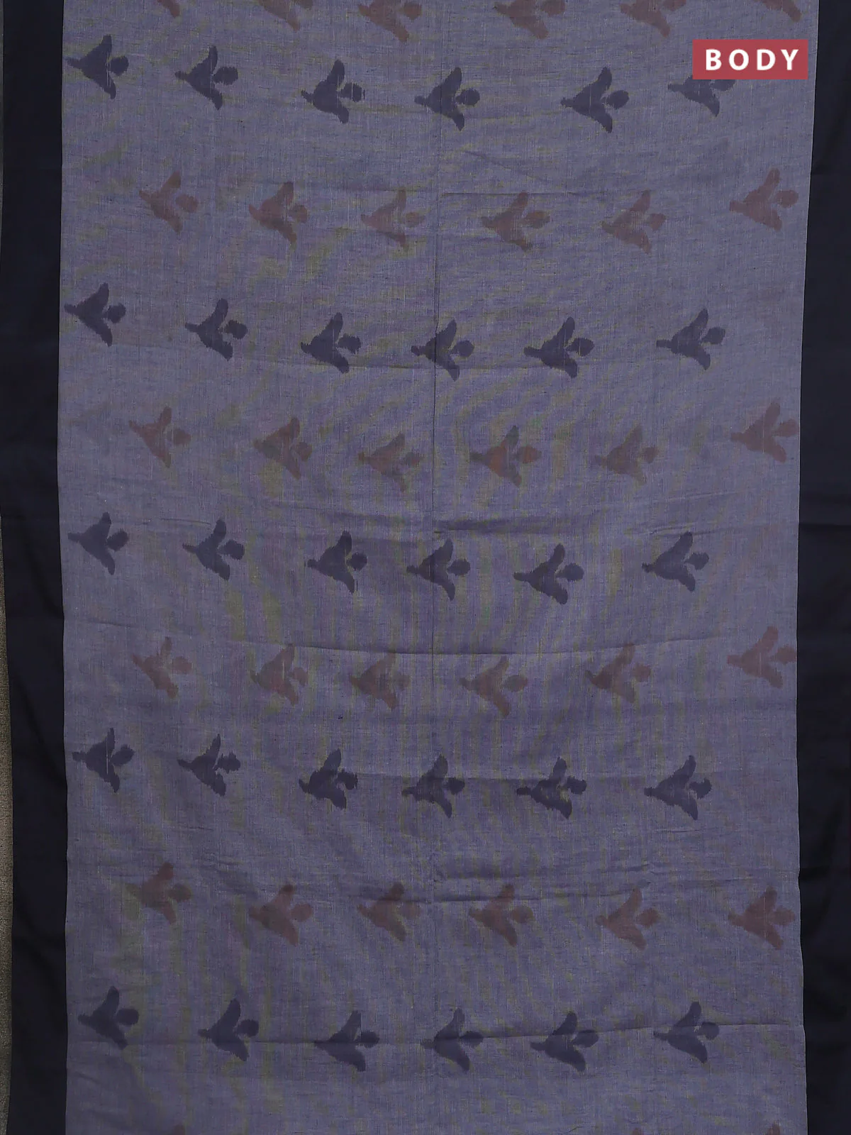Bengal soft cotton saree violet and grey with allover weaves and simple border - Image 2