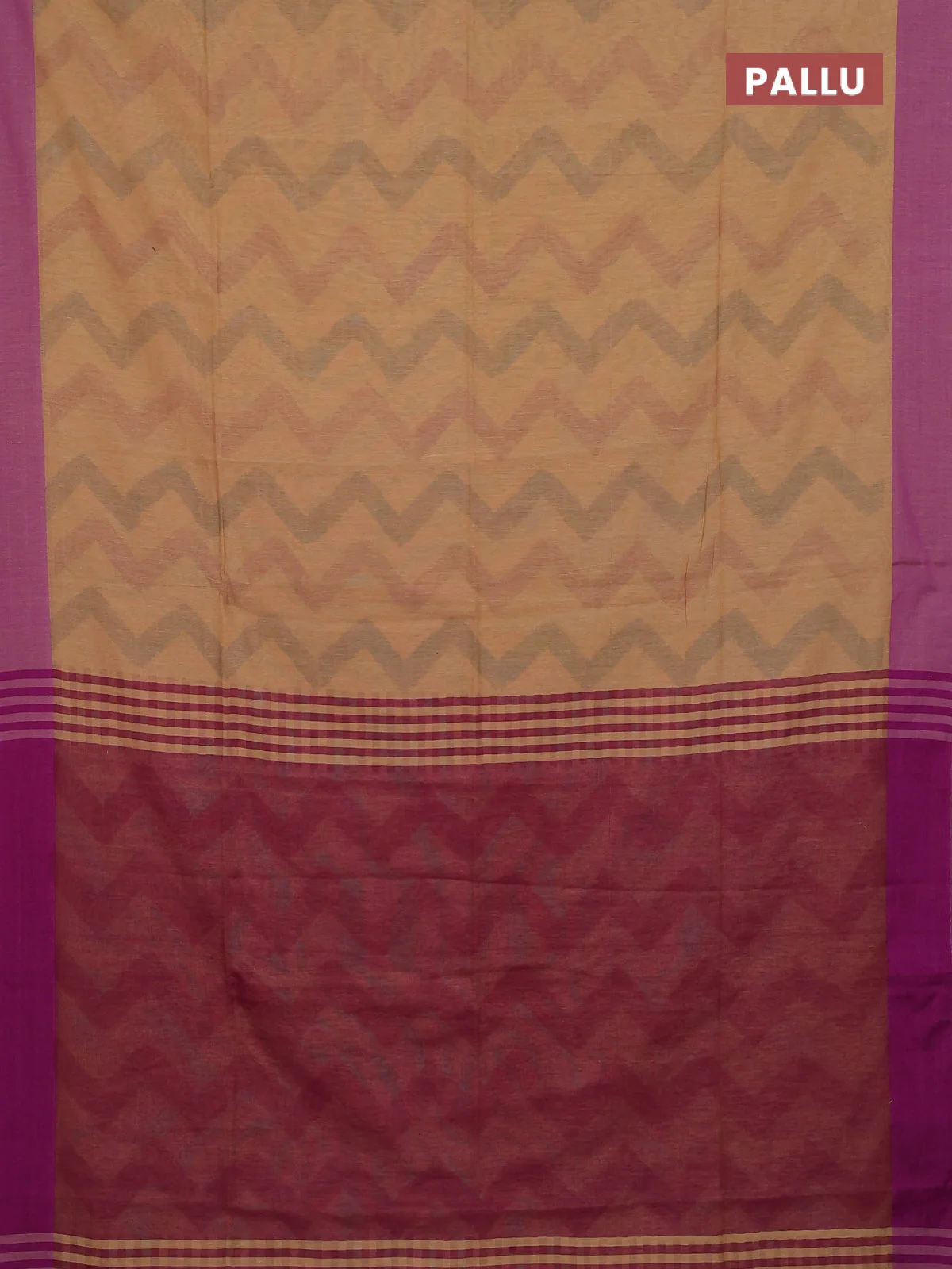 Bengal soft cotton saree violet and sandal with allover weaves and simple border - Image 3