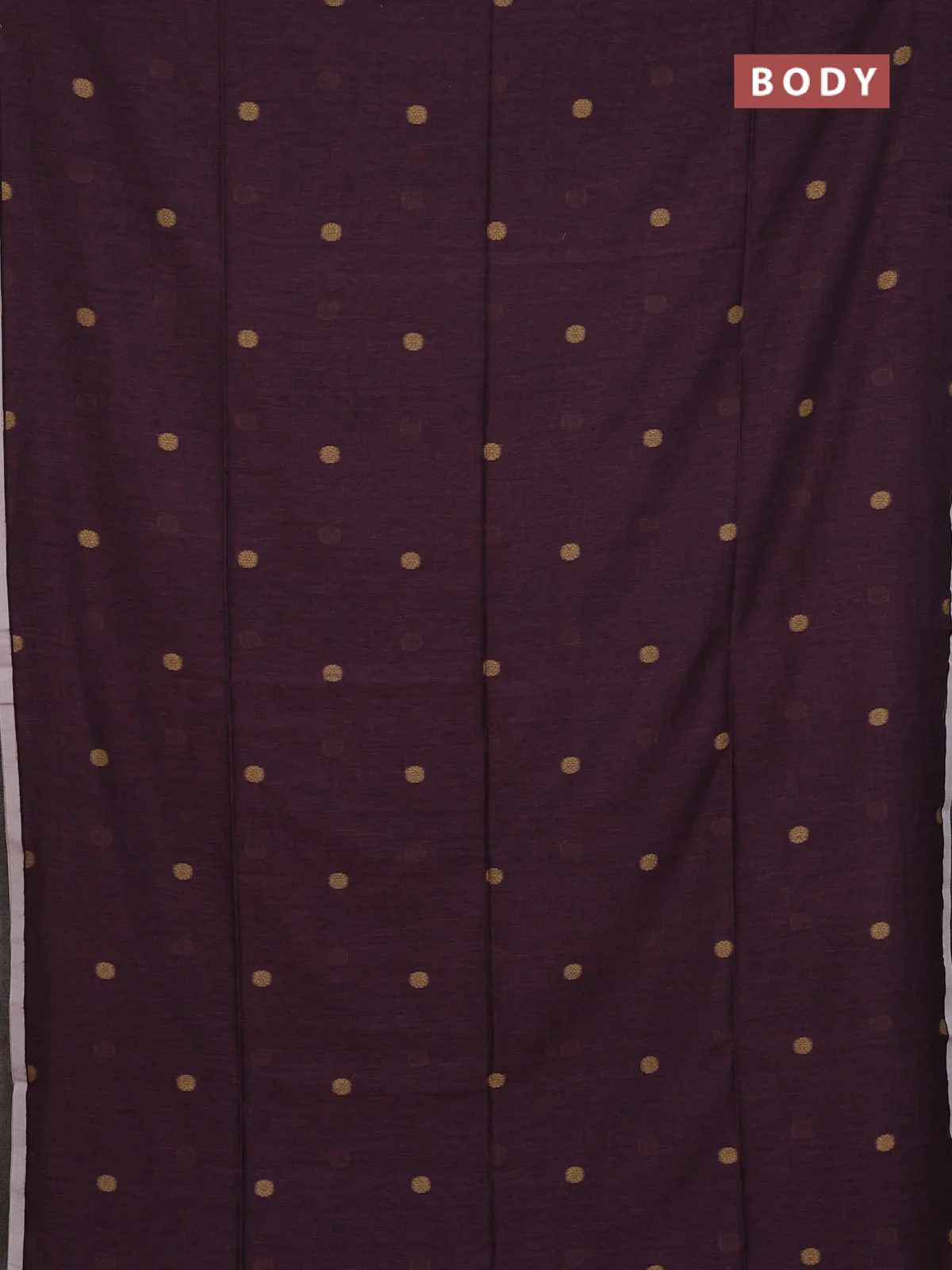Bengal soft cotton saree wine shade and off white with thread woven buttas and piping border - Image 2