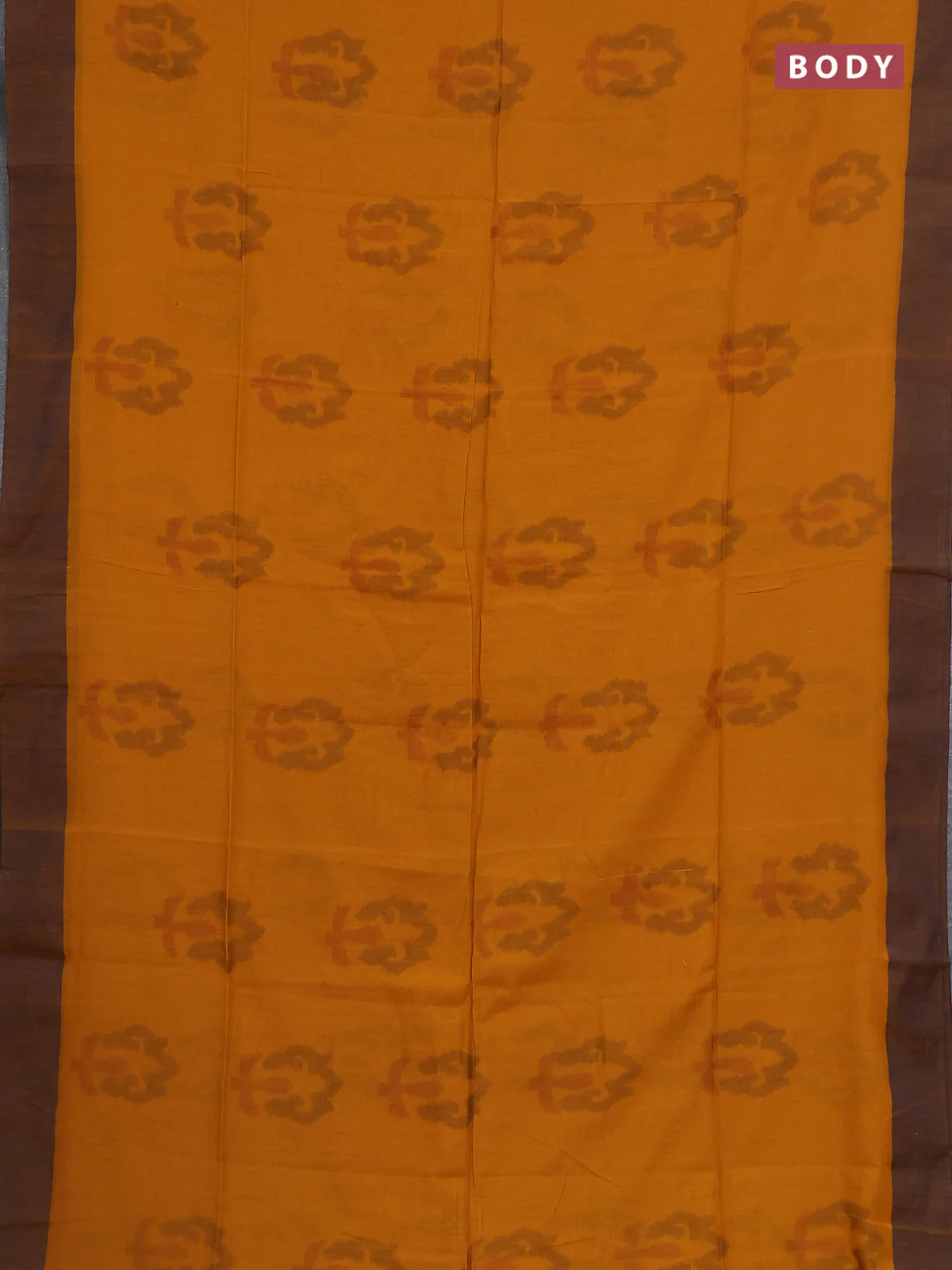 Bengal soft cotton saree yellow and navy blue with allover weaves and simple border - Image 2