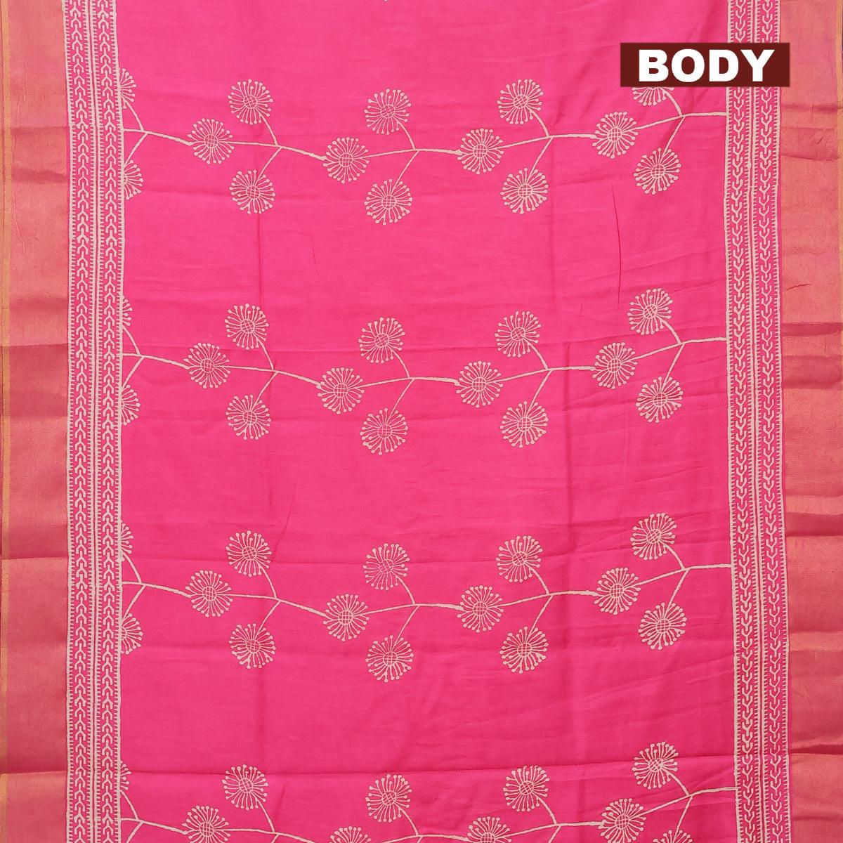 Bhagalpuri saree pink with butta prints and zari woven border - Image 2