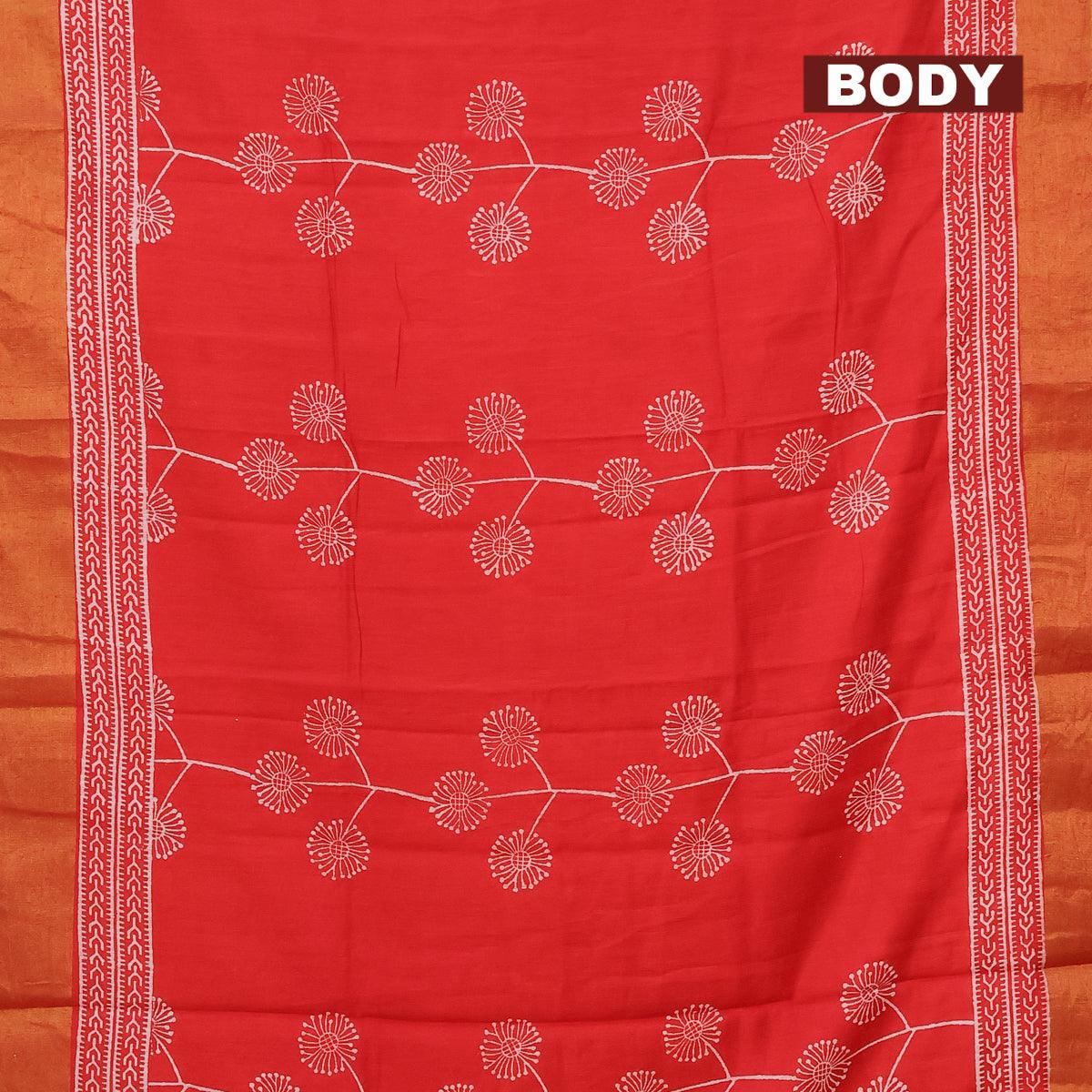 Bhagalpuri saree red with butta prints and zari woven border - Image 2
