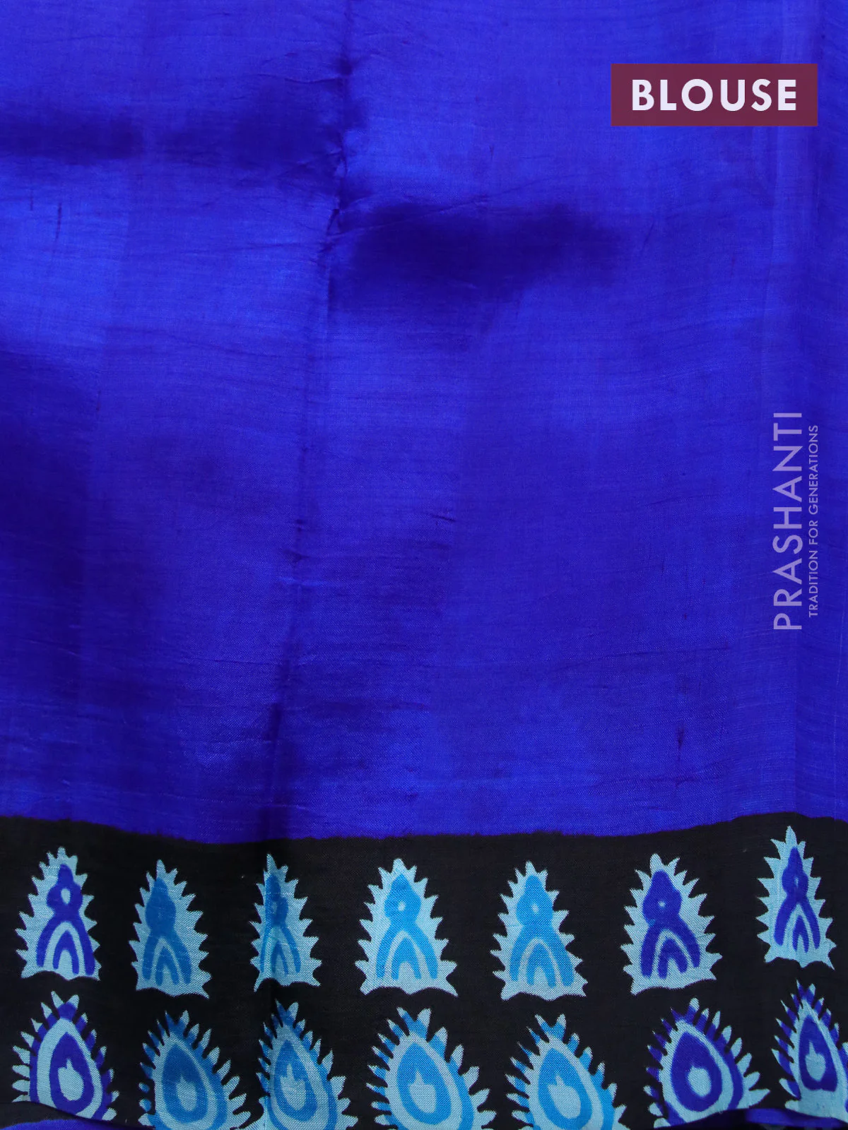 Bishnupuri silk saree light blue and black blue with butta prints and printed border - Image 4