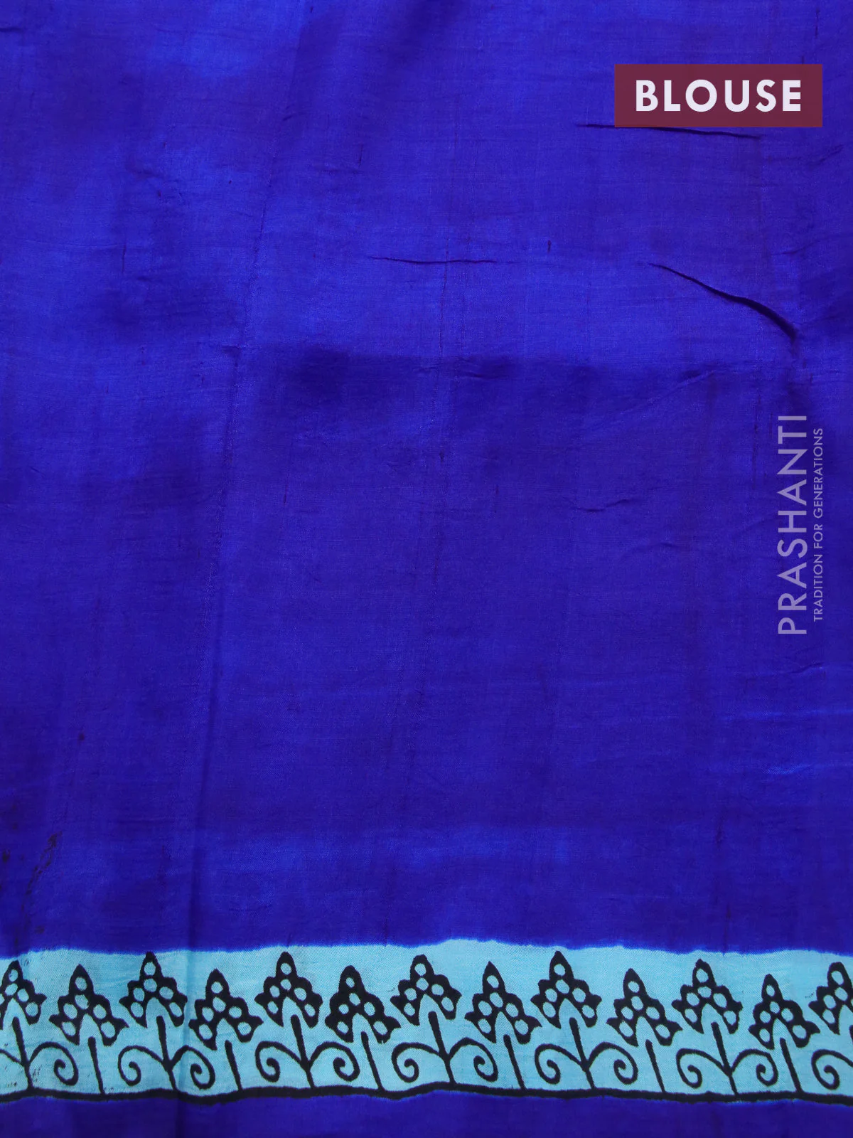 Bishnupuri silk saree light blue and blue with butta prints and printed border - Image 4