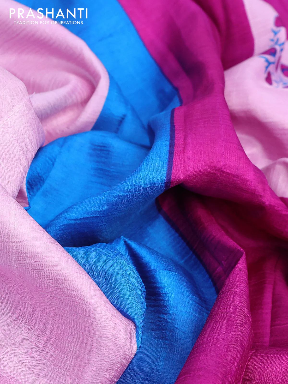 Bishnupuri silk saree lotus pink and magenta pink with butta prints and printed border - Image 3