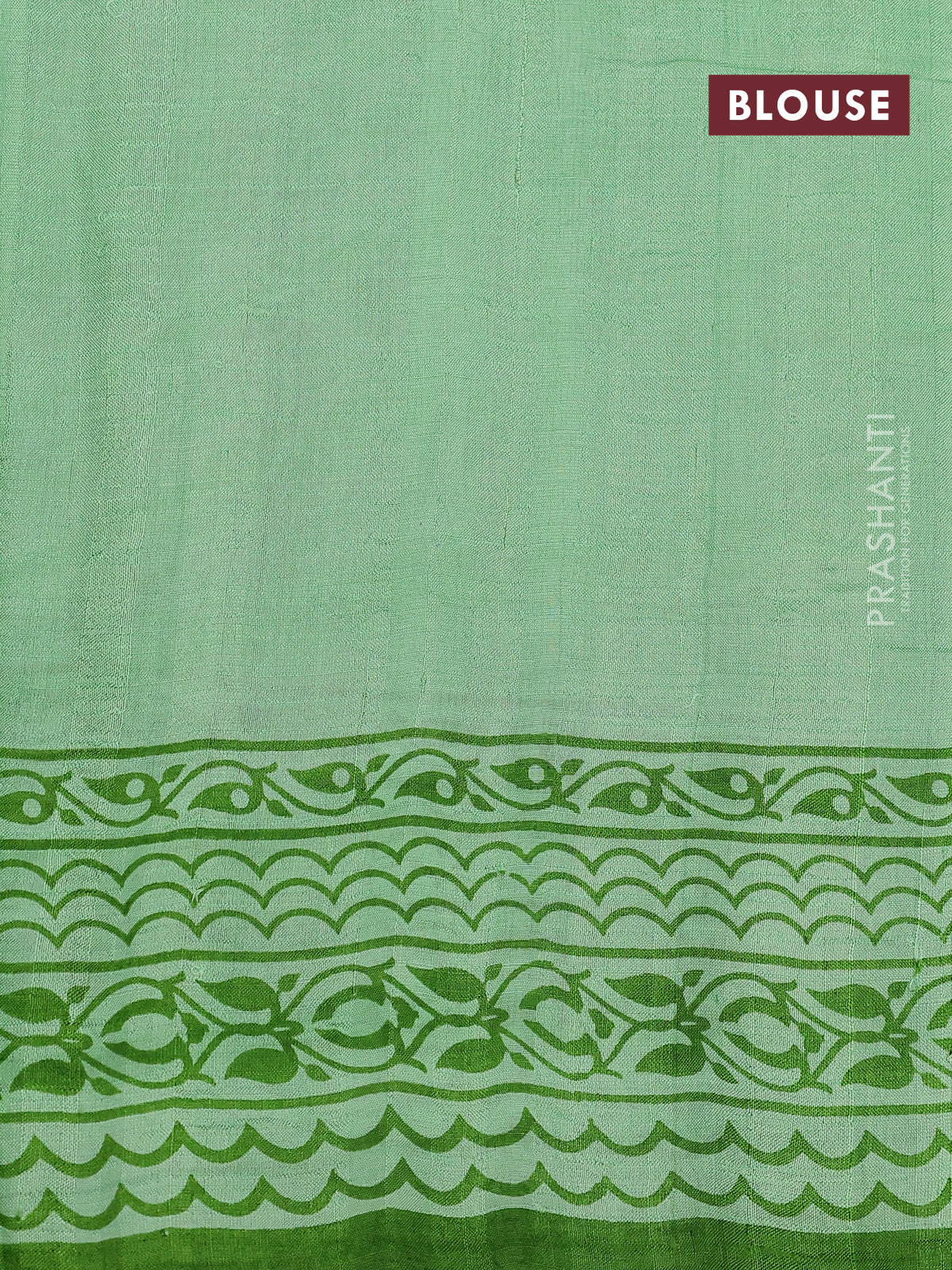 Bishnupuri silk saree pastel green and black with butta prints and printed border - Image 4