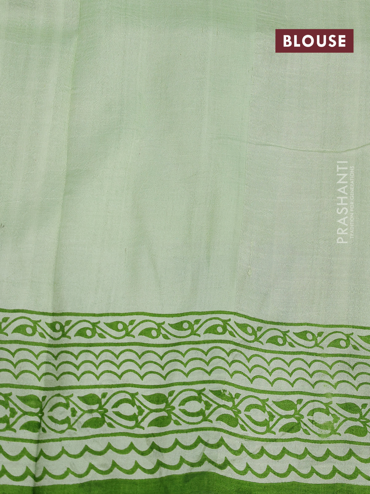 Bishnupuri silk saree pastel green and cs blue green with butta prints and printed border - Image 4