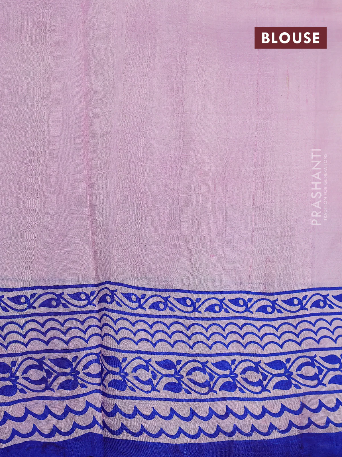 Bishnupuri silk saree pastel pink and blue magenta pink with butta prints and printed border - Image 4