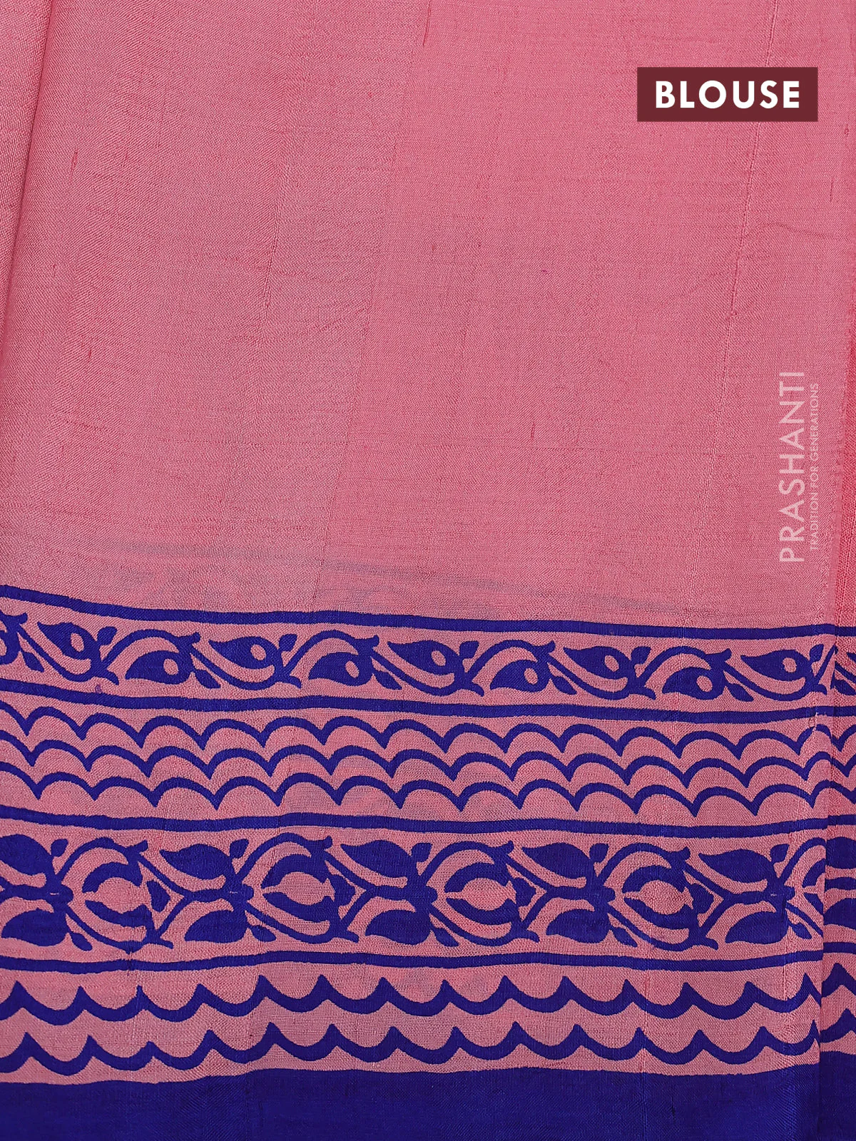 Bishnupuri silk saree peach pink and blue with butta prints and printed border - Image 4