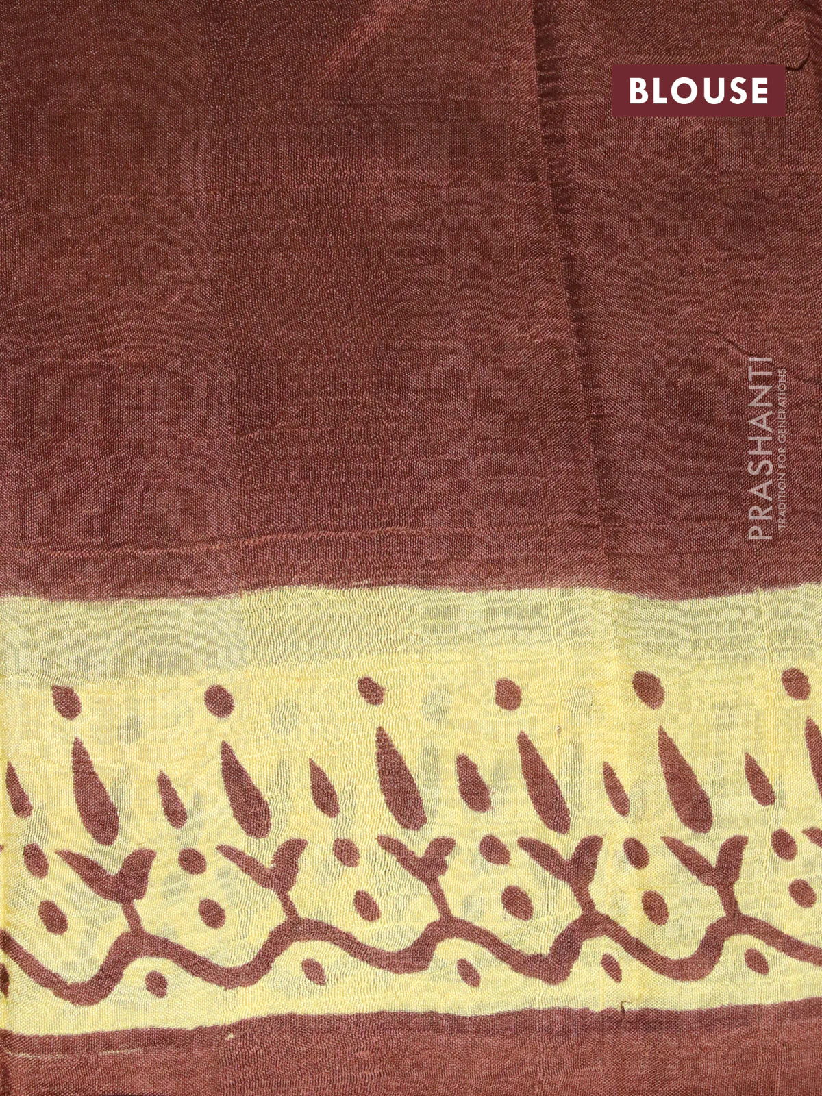 Bishnupuri silk saree yellow and brown with butta prints and printed border - Image 4