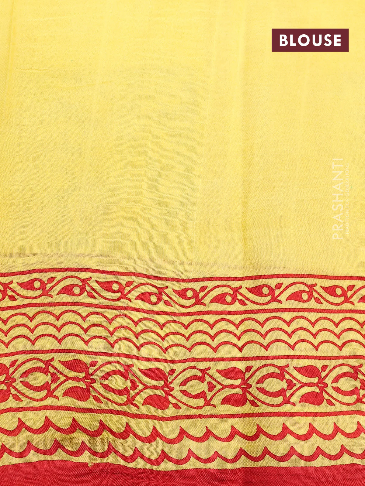 Bishnupuri silk saree yellow and brown with butta prints and printed border - Image 4
