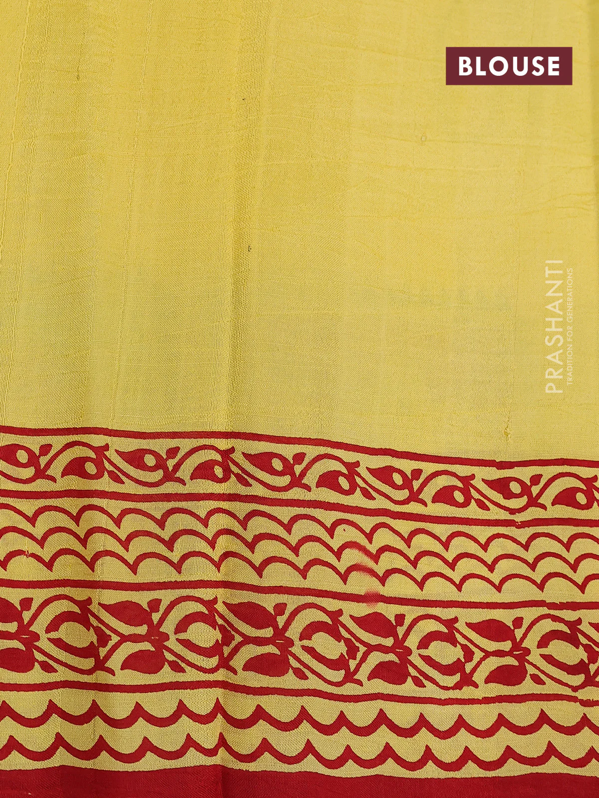 Bishnupuri silk saree yellow and green red with butta prints and printed border - Image 4