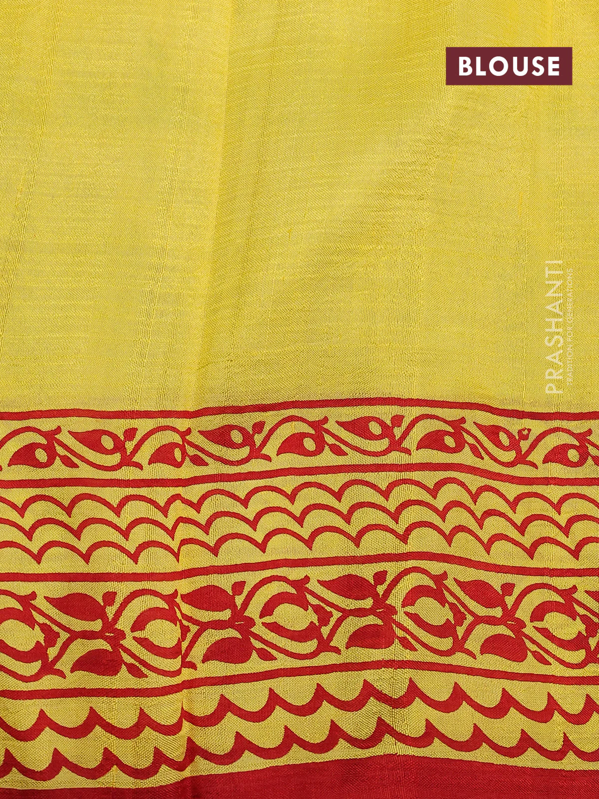 Bishnupuri silk saree yellow and red with butta prints and printed border - Image 4