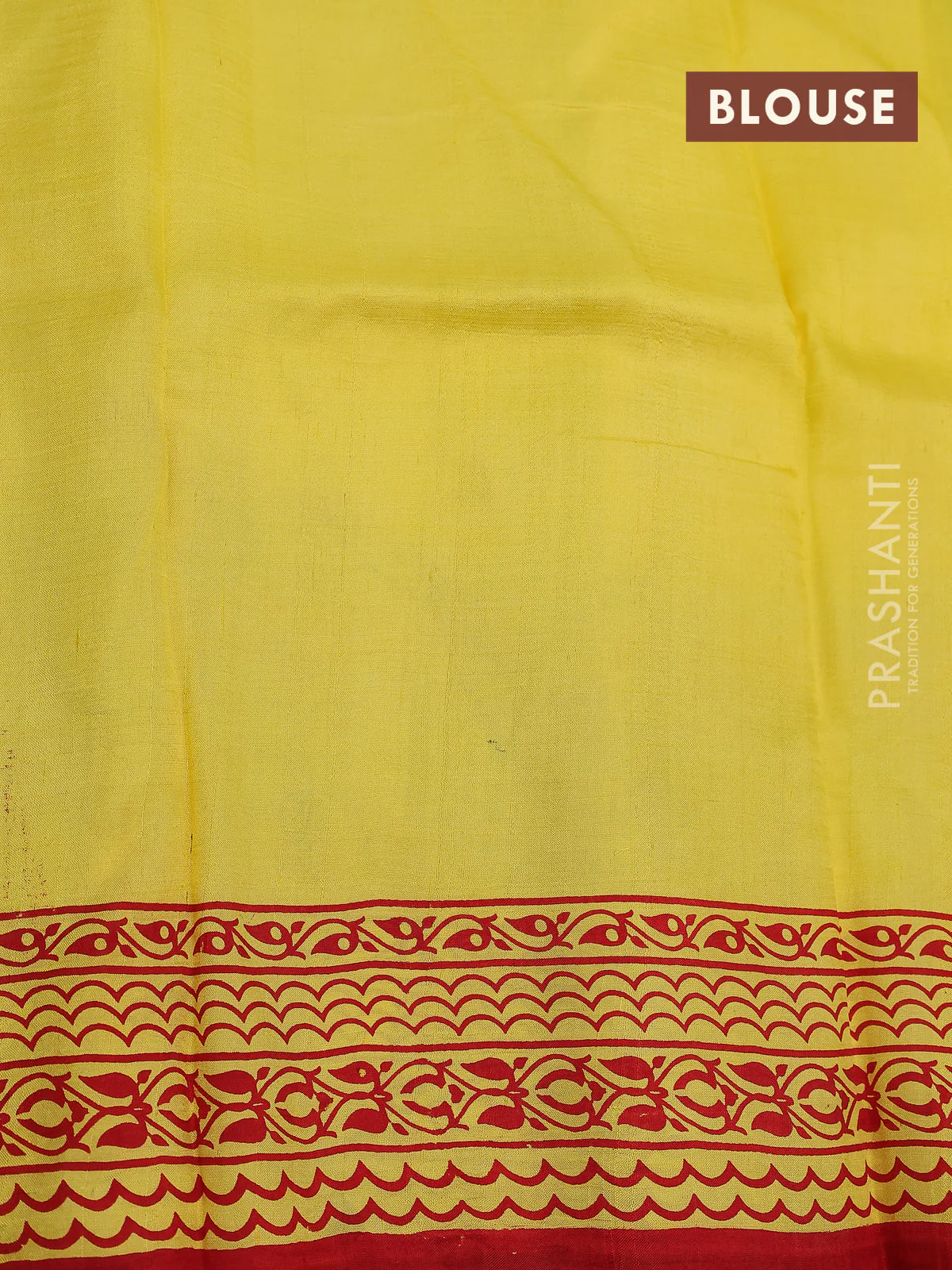 Bishnupuri silk saree yellow and red with butta prints and printed border - Image 4