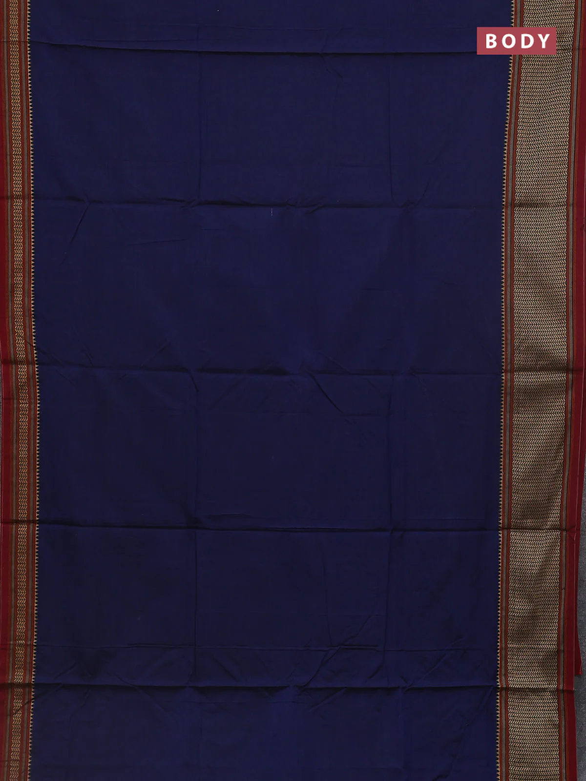 Blue narayanpet cotton saree with matching neck piece - Image 2