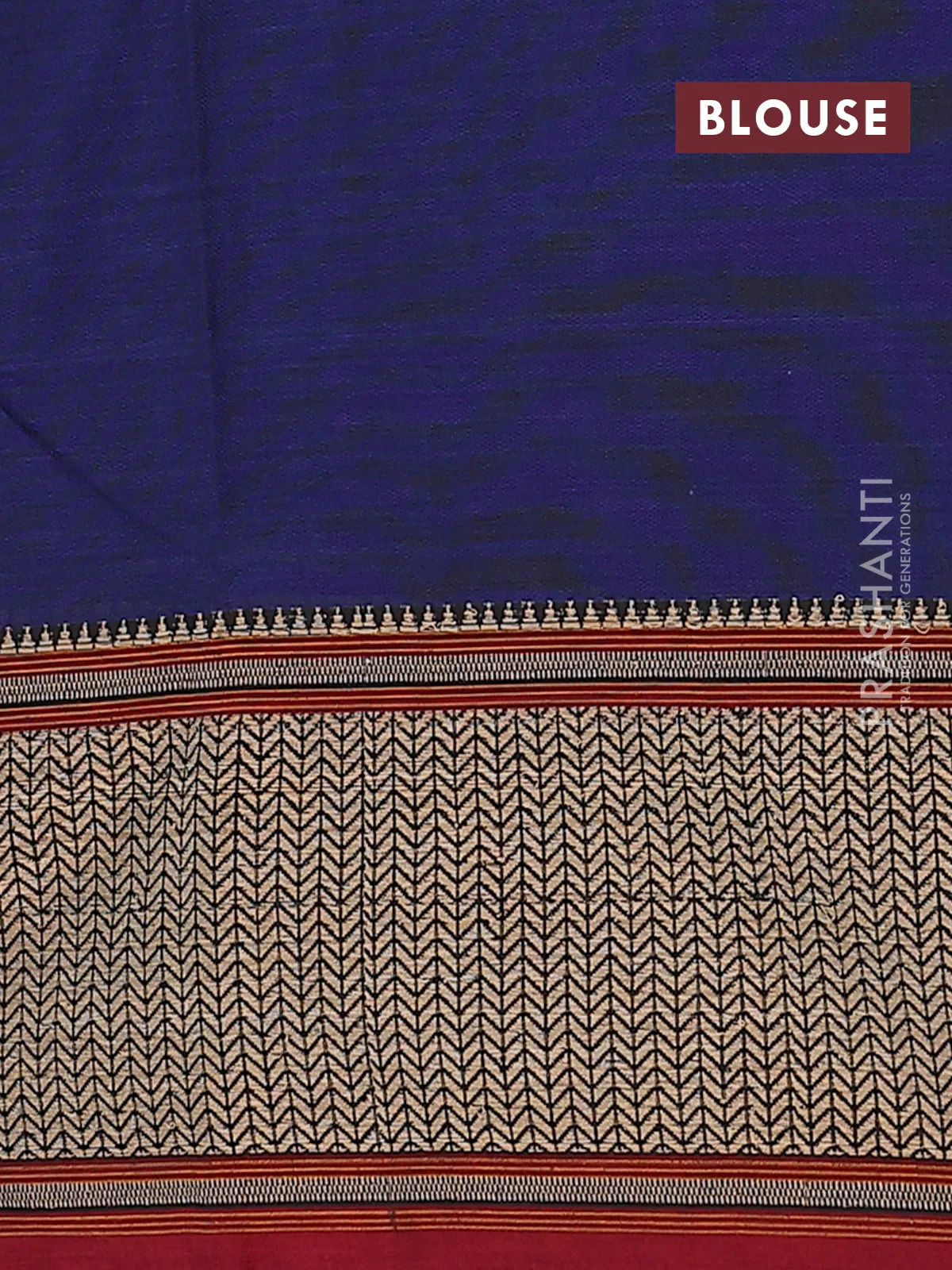 Blue narayanpet cotton saree with matching neck piece - Image 4