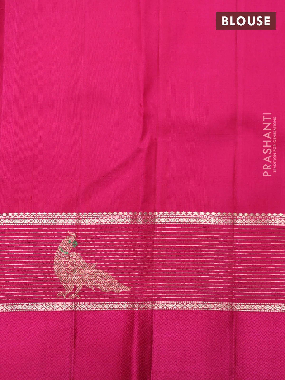 Blue-Pink Pure Kanchipuram silk saree With Zari buttas - Image 6