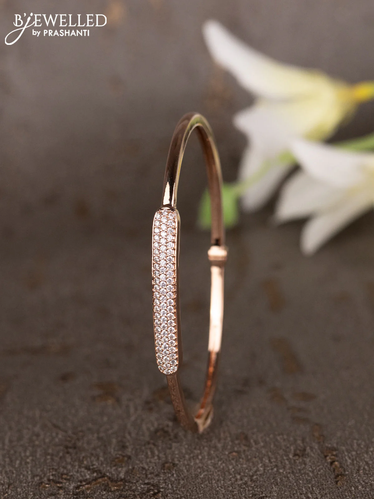 Bracelets with cz stones in rose gold finish