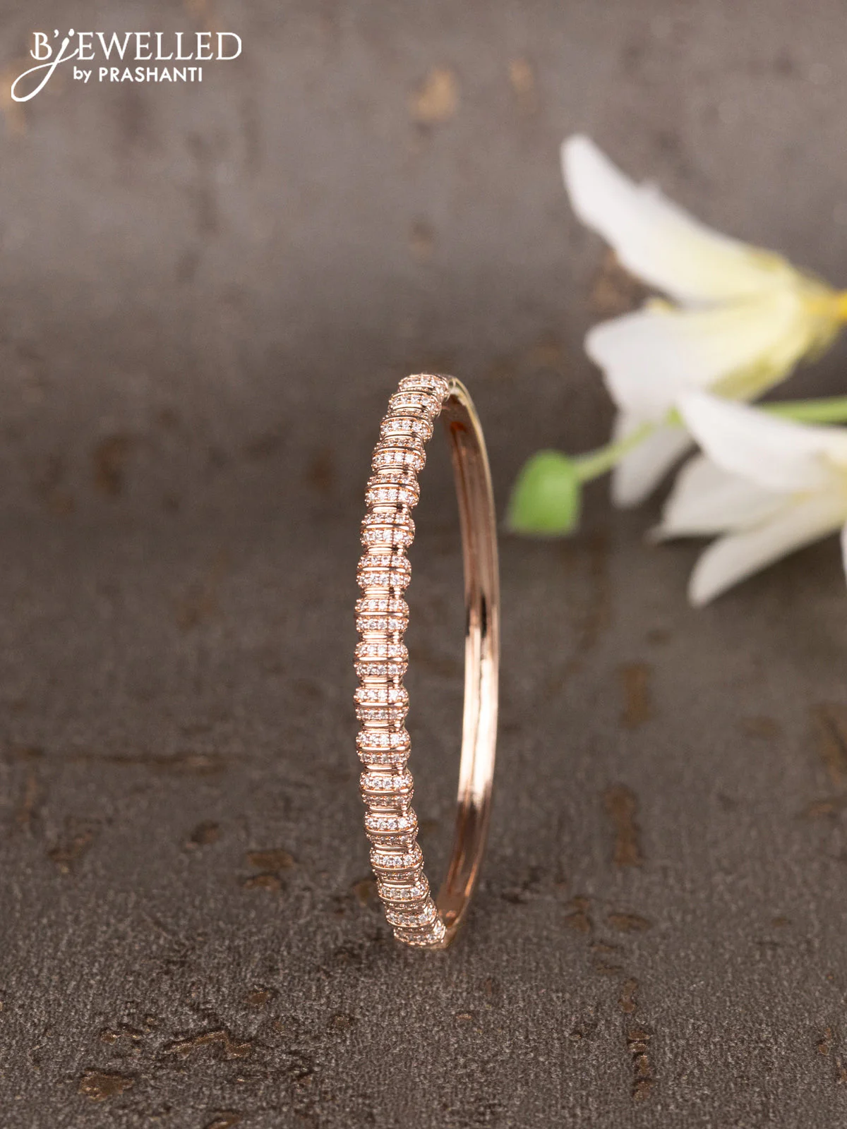 Bracelets with cz stones in rose gold finish