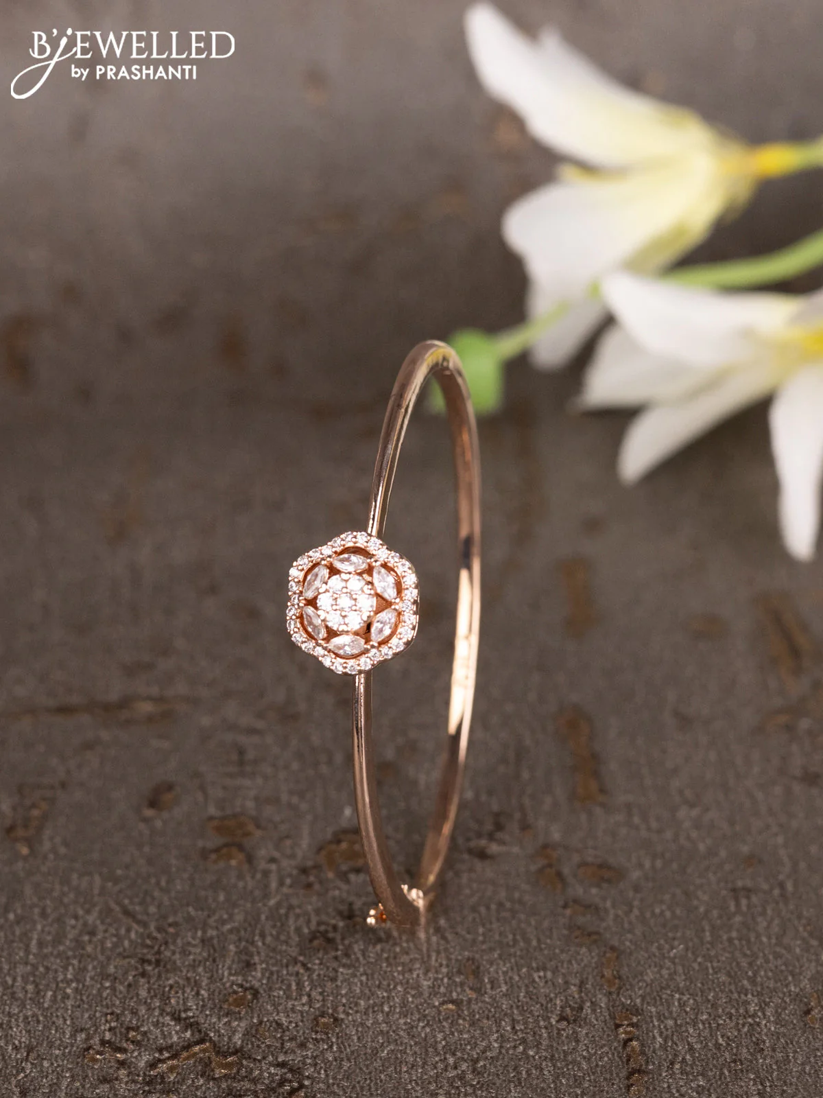 Bracelets with cz stones in rose gold finish
