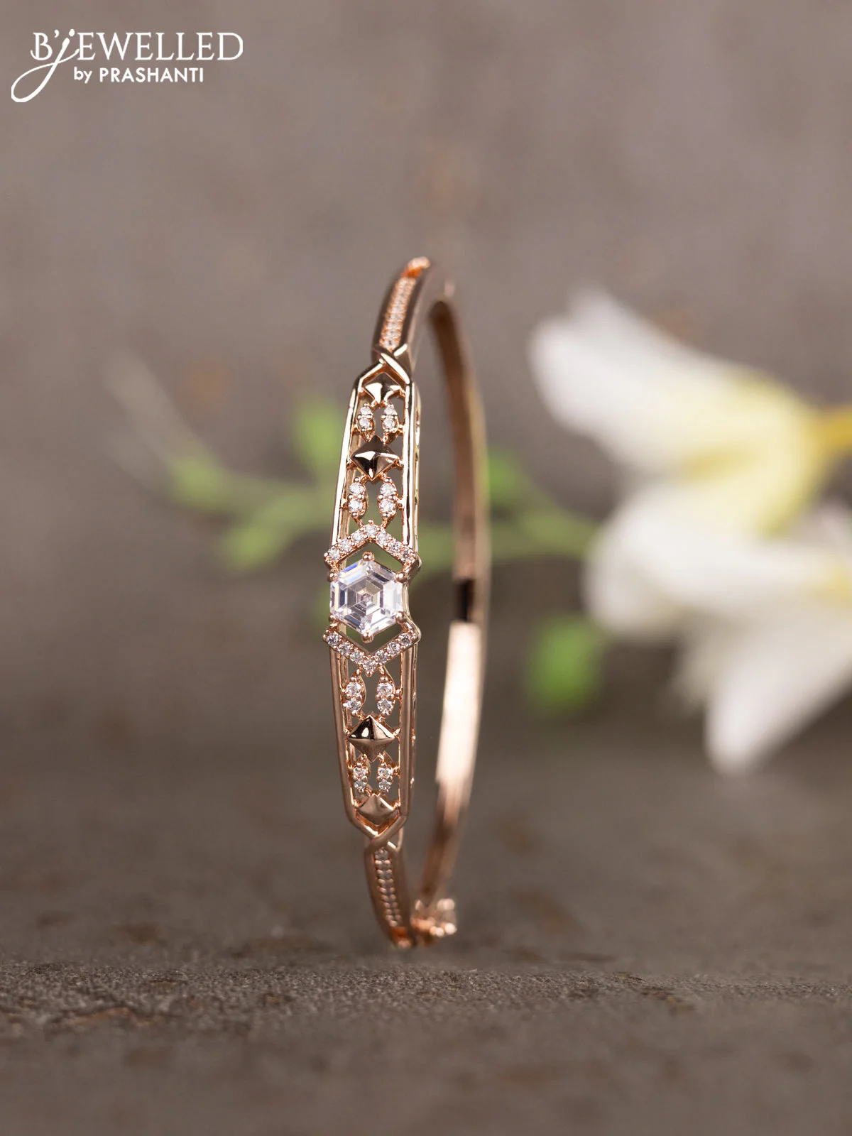 Bracelets with cz stones in rose gold finish
