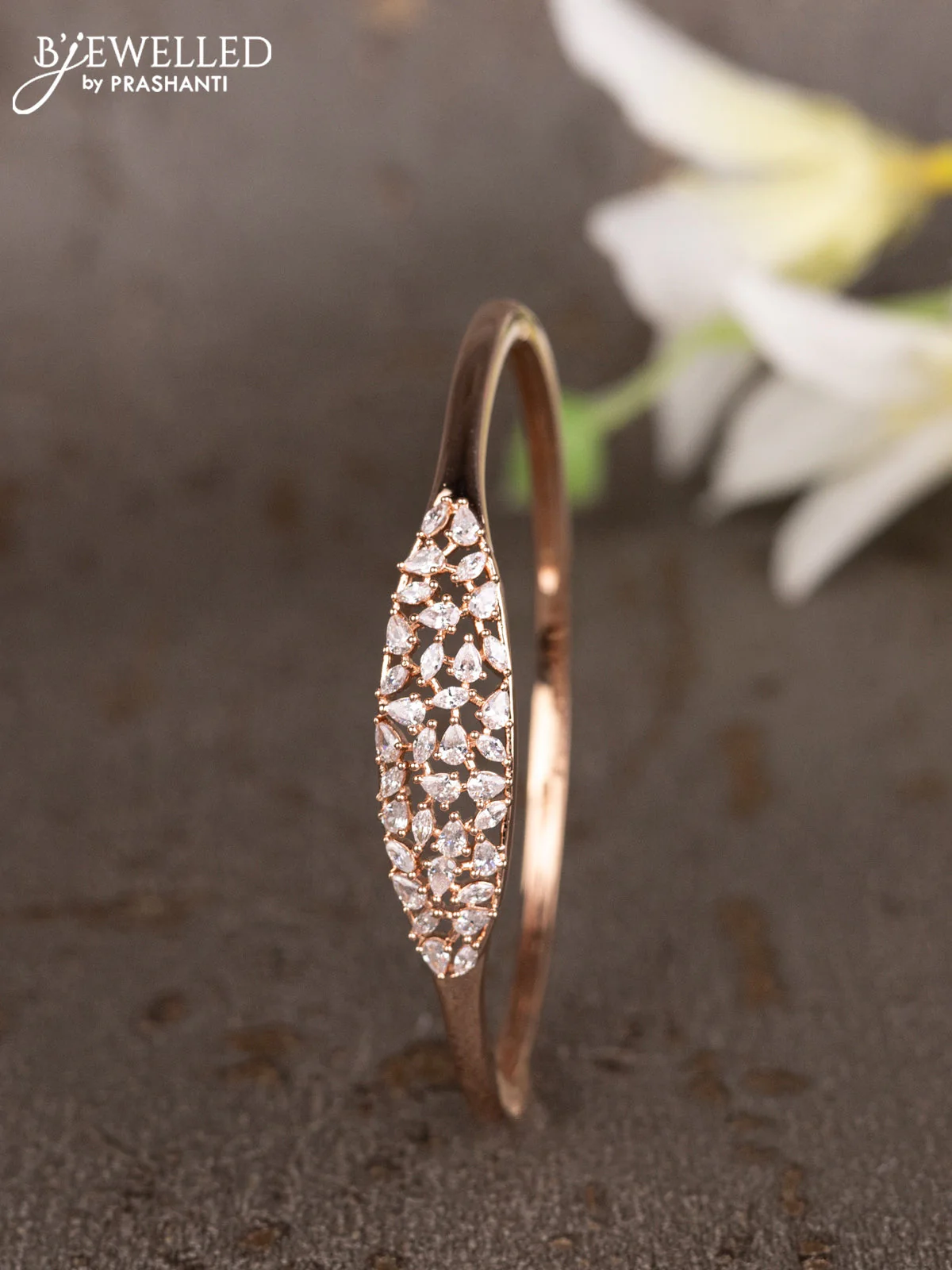 Bracelets with cz stones in rose gold finish