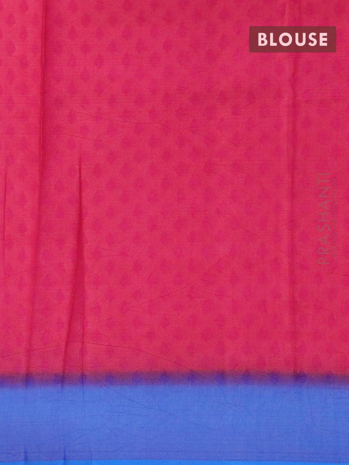 Brasso saree pink and blue with allover weaves - Image 3