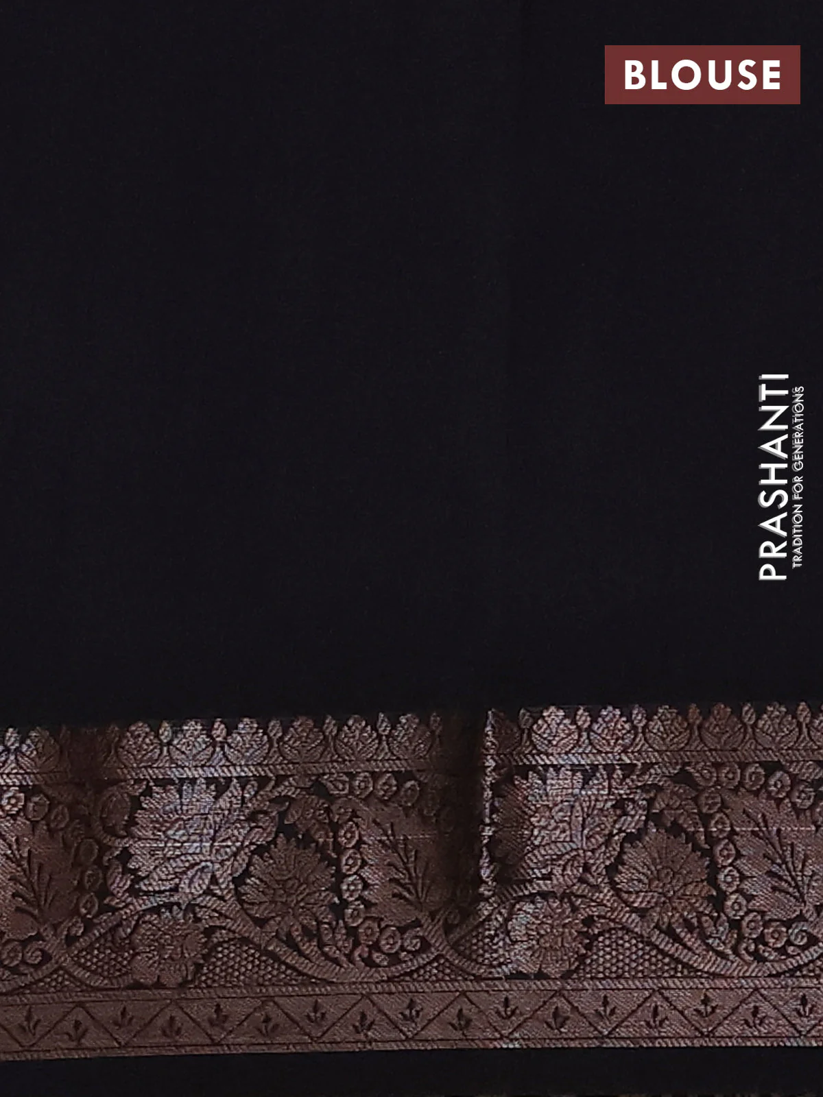 Chanderi silk cotton saree beige and black with allover geometric prints and banarasi style border - Image 4