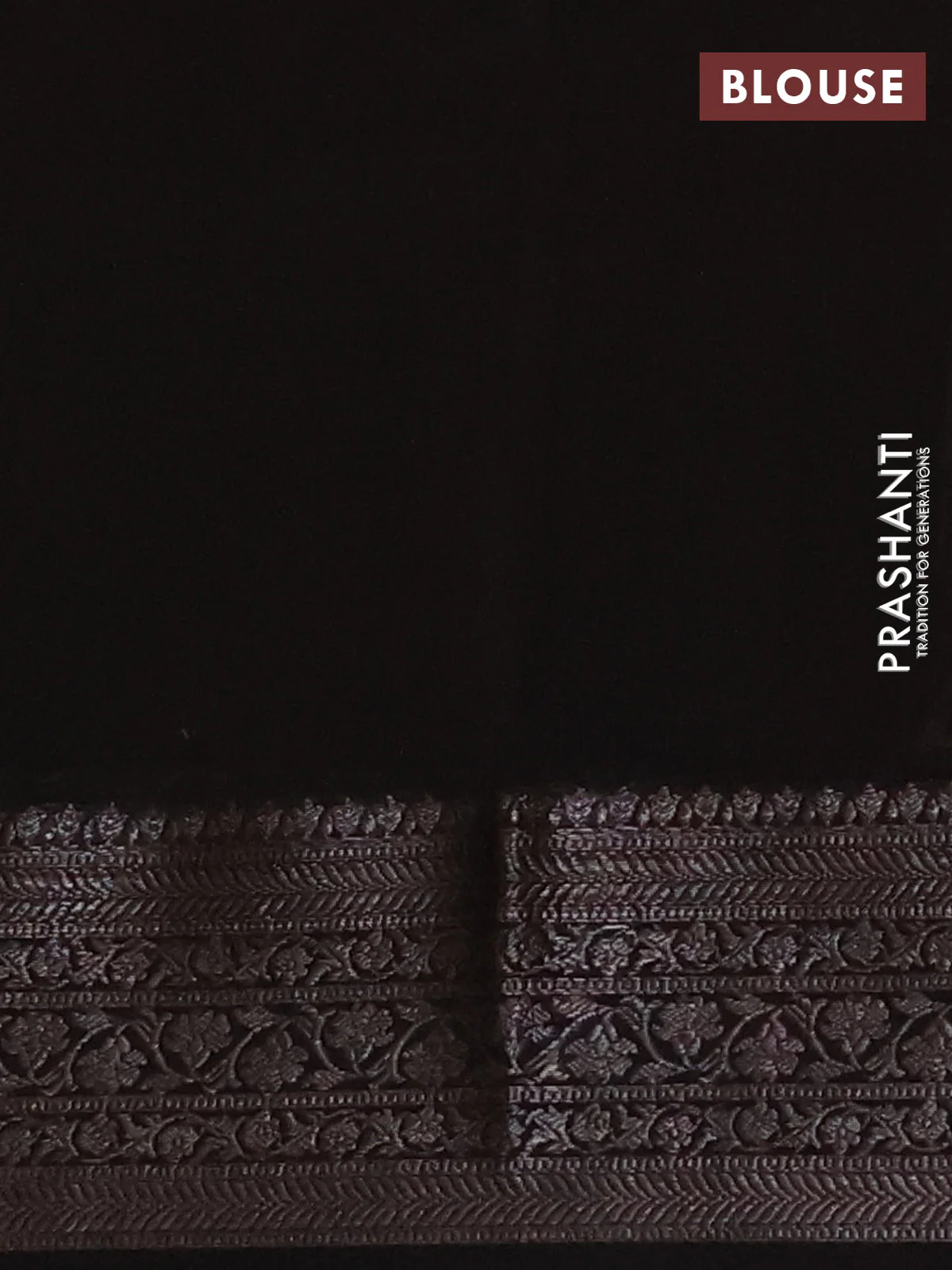 Chanderi silk cotton saree beige and black with allover prints and banarasi style border - Image 6