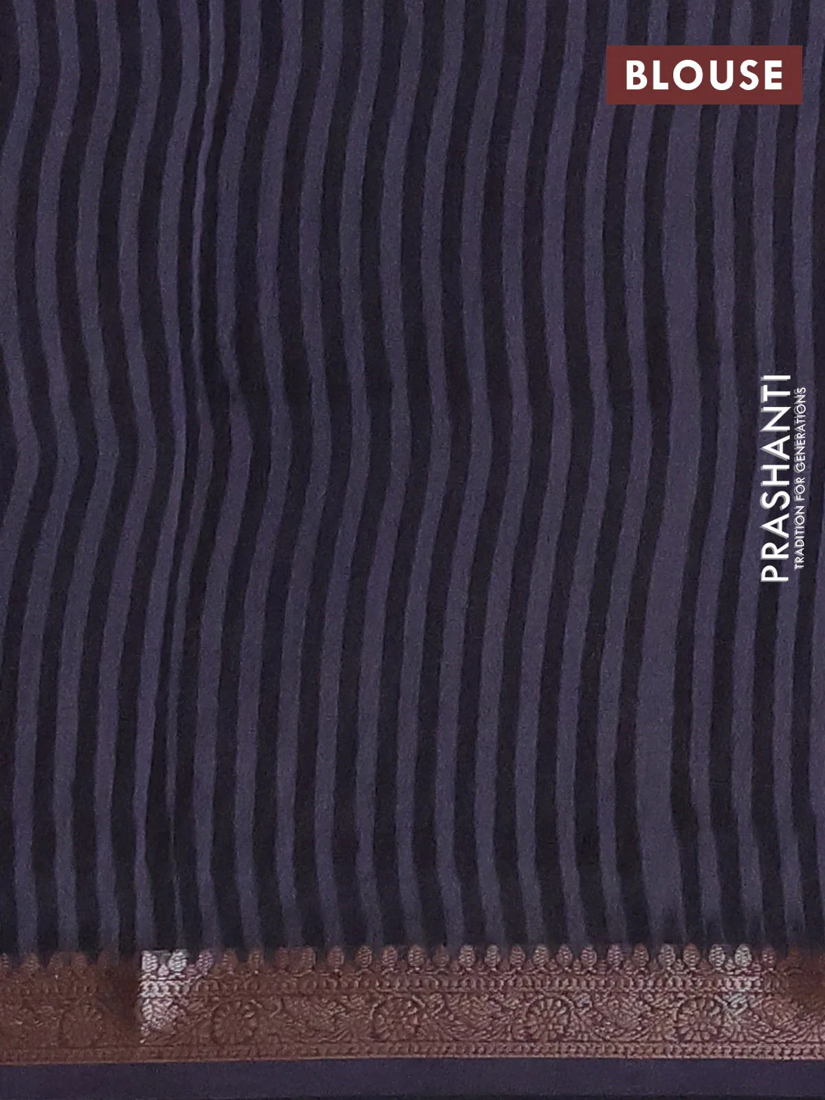 Chanderi silk cotton saree beige and elephant grey with allover prints and banarasi style border - Image 4