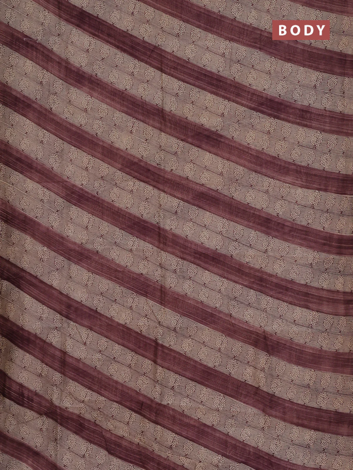 Chanderi silk cotton saree beige and rosy brown with allover prints and small zari woven border - Image 2