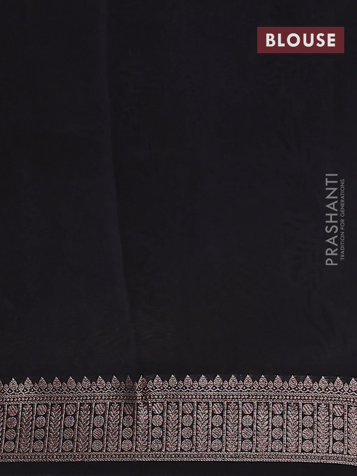 Chanderi silk cotton saree black with allover geometric prints and banarasi style border - Image 4