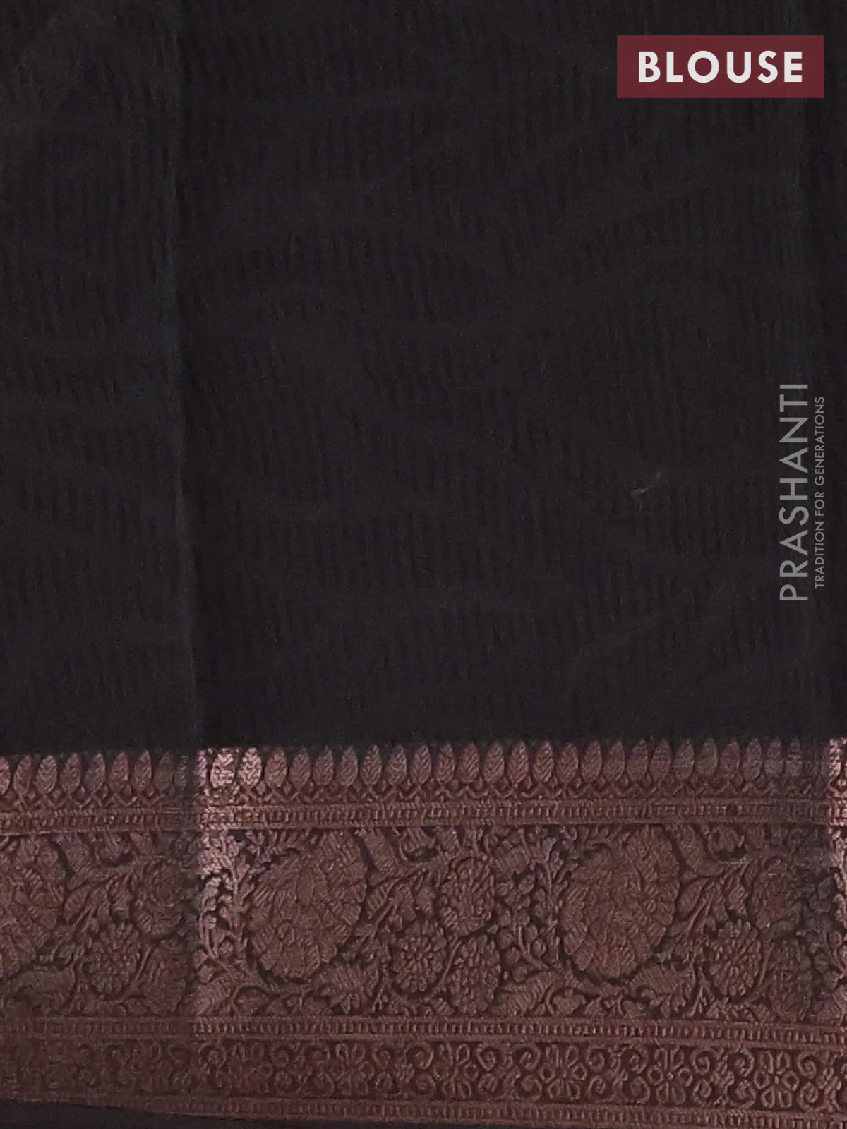 Chanderi silk cotton saree black with allover prints and banarasi style border - Image 4