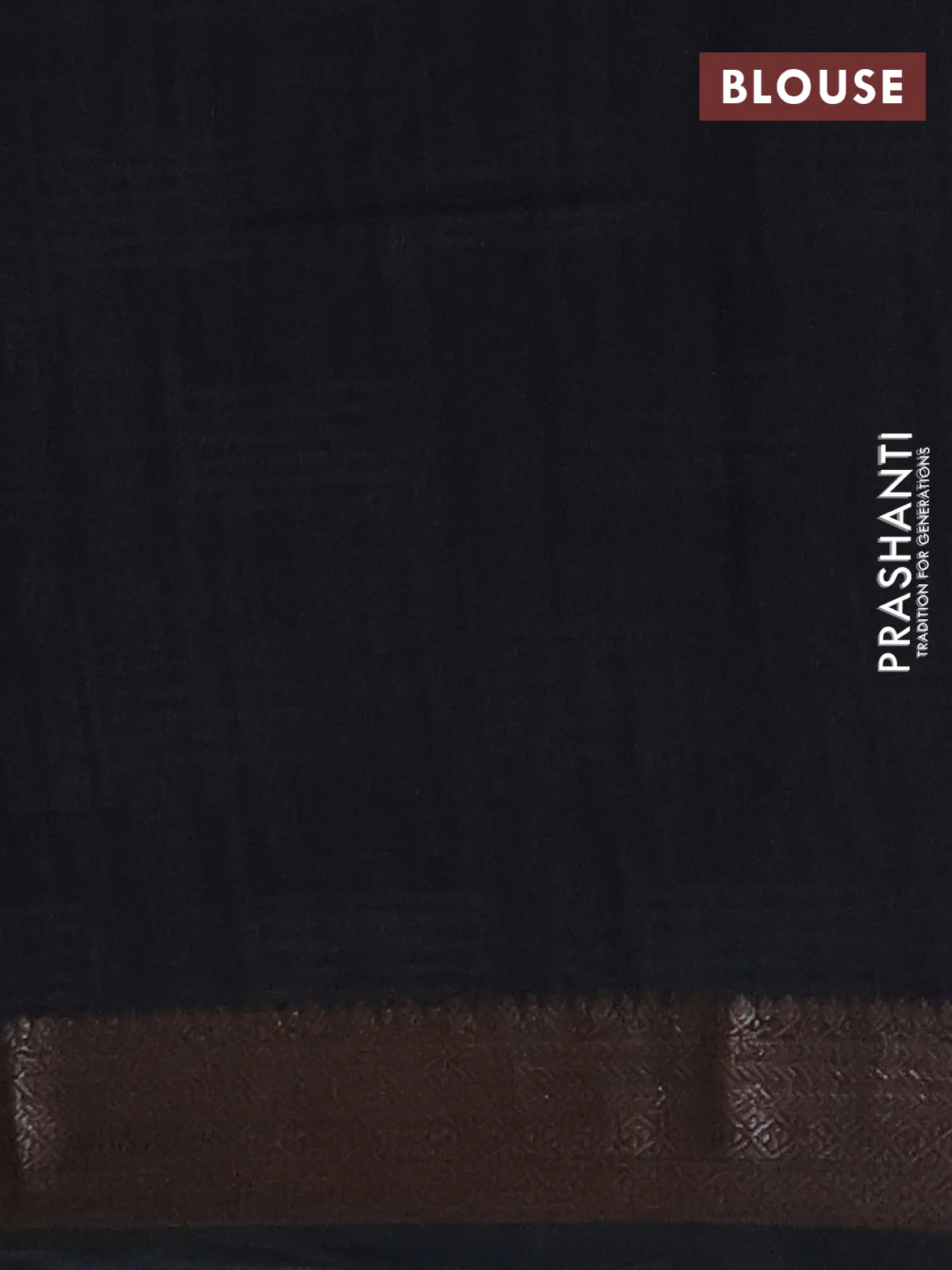 Chanderi silk cotton saree black with allover prints and banarasi style border - Image 4