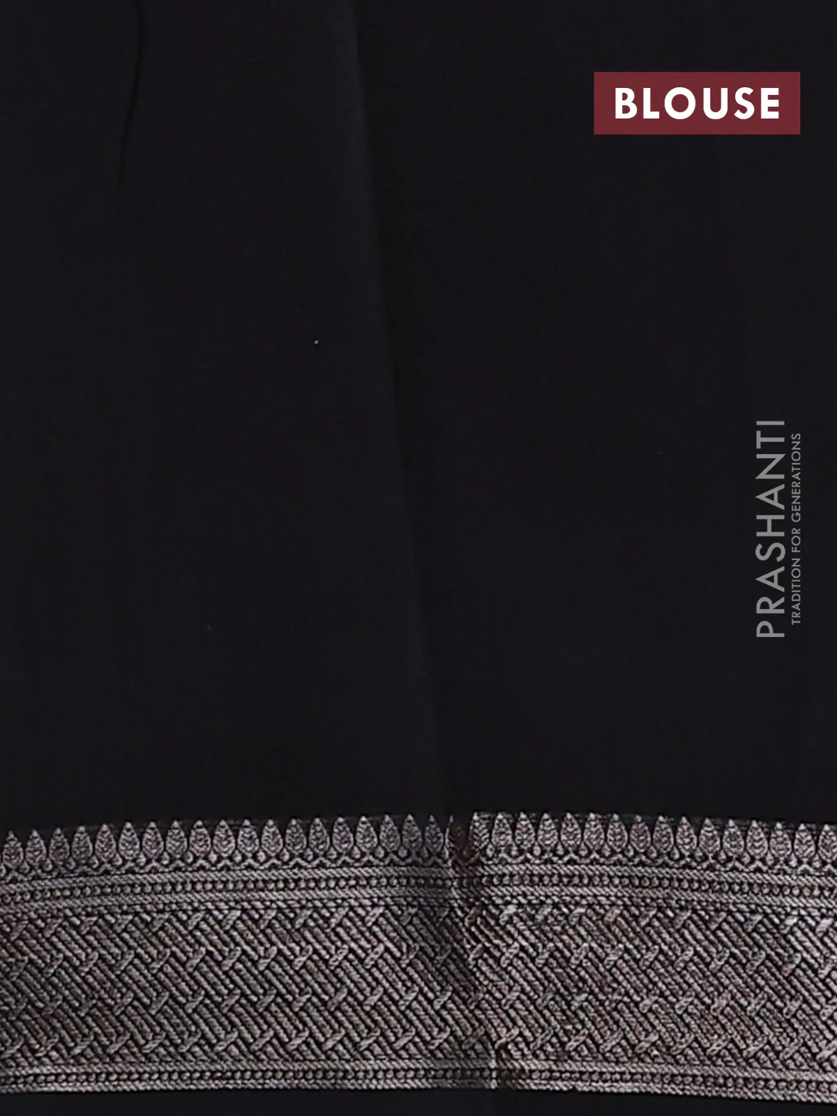 Chanderi silk cotton saree black with allover prints and banarasi style border - Image 4