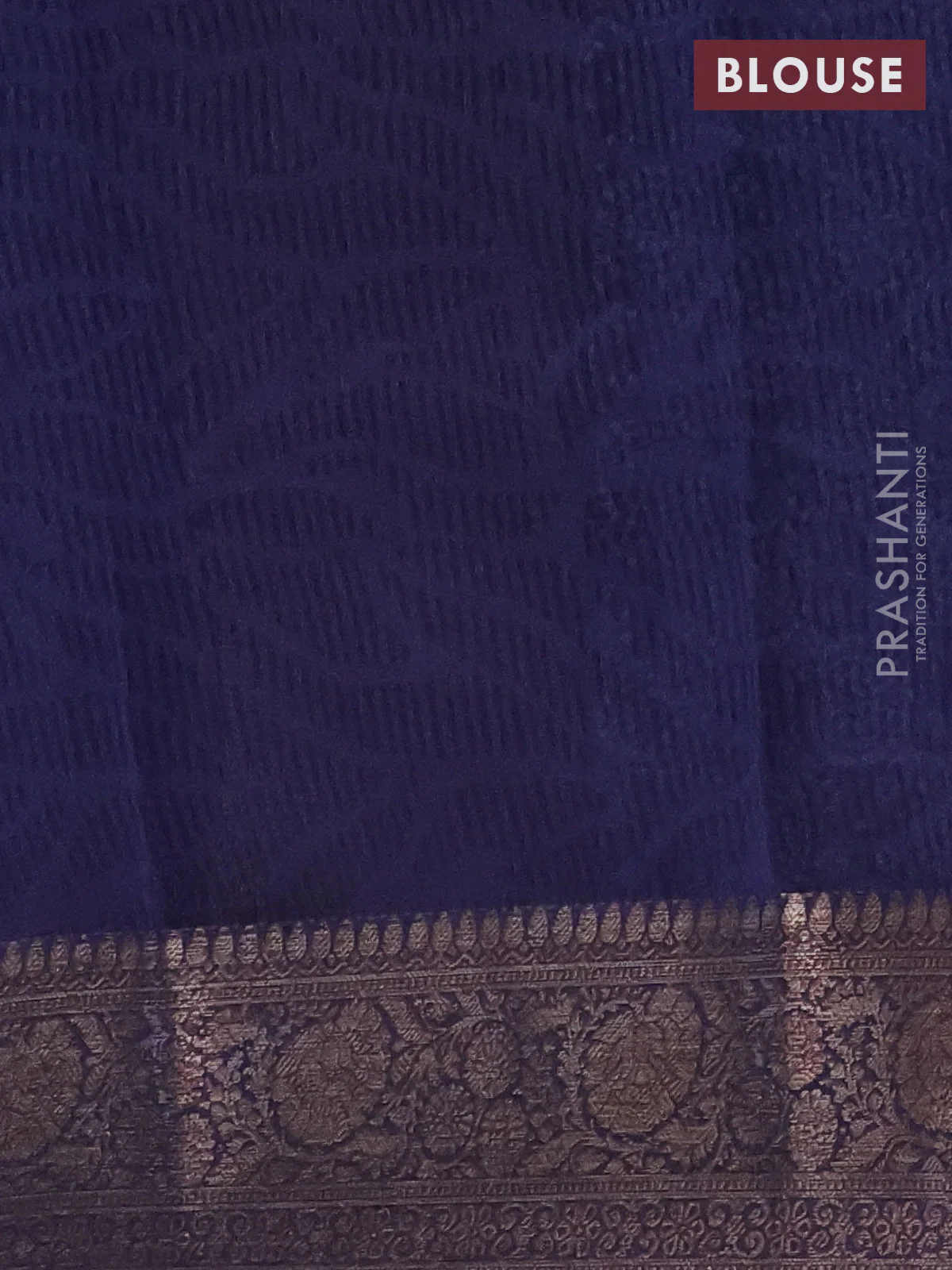 Chanderi silk cotton saree blue with allover prints and banarasi style border - Image 4