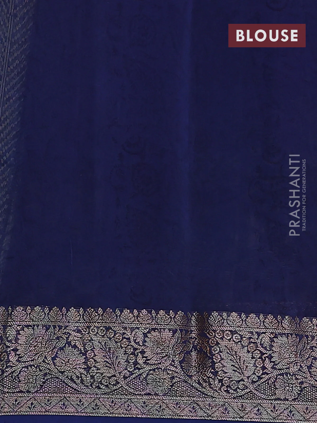 Chanderi silk cotton saree blue with allover prints and banarasi style border - Image 4