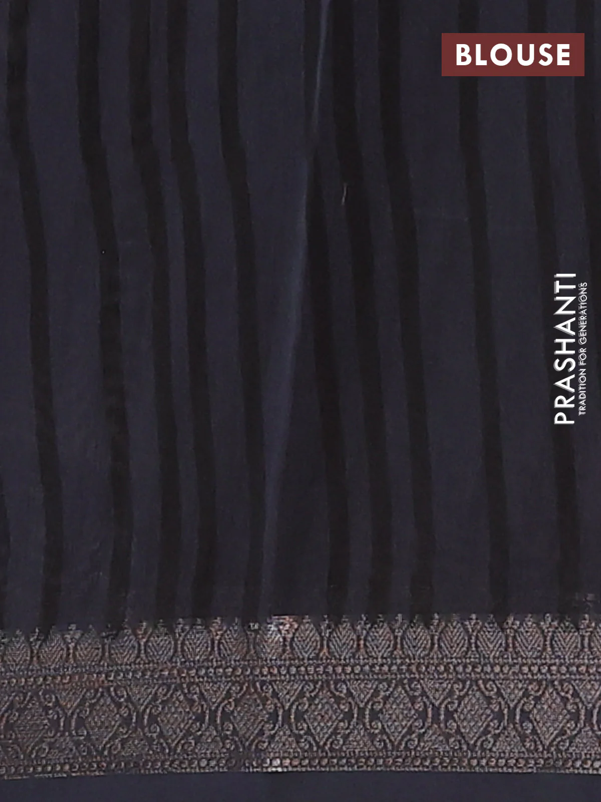 Chanderi silk cotton saree brown and black with plain body and banarasi style border - Image 4