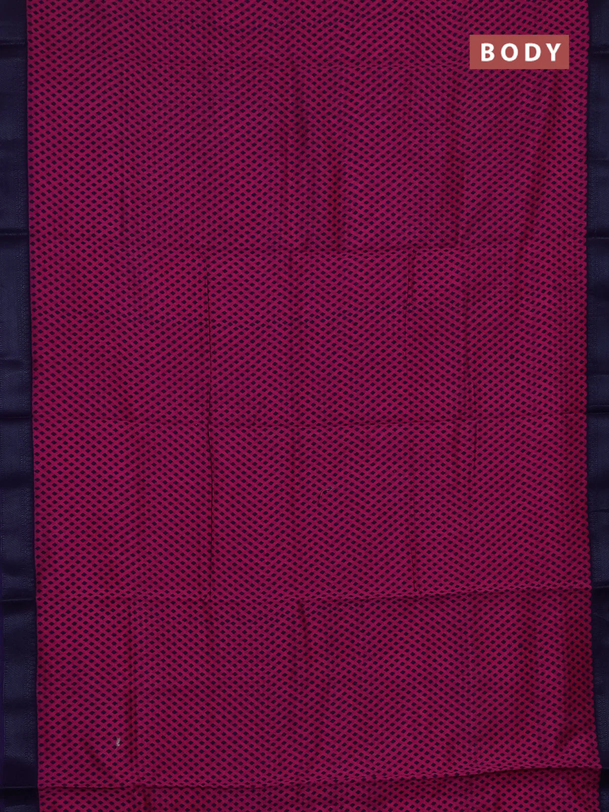 Chanderi silk cotton saree dark pink and navy blue with allover geometric prints and banarasi style border - Image 2