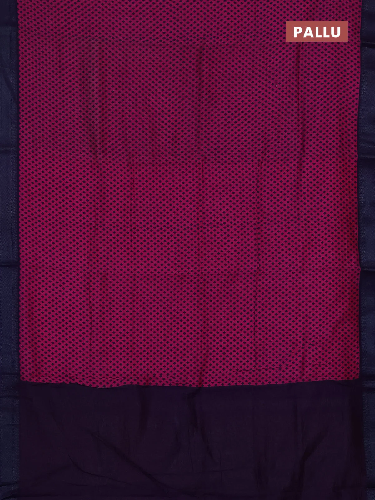 Chanderi silk cotton saree dark pink and navy blue with allover geometric prints and banarasi style border - Image 3