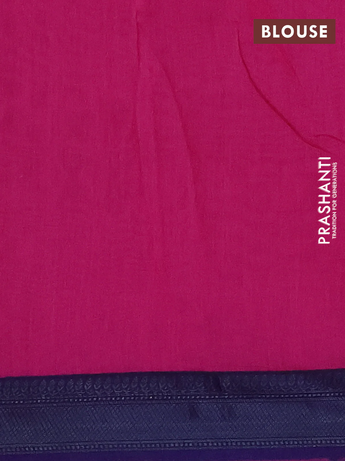 Chanderi silk cotton saree dark pink and navy blue with allover geometric prints and banarasi style border - Image 4