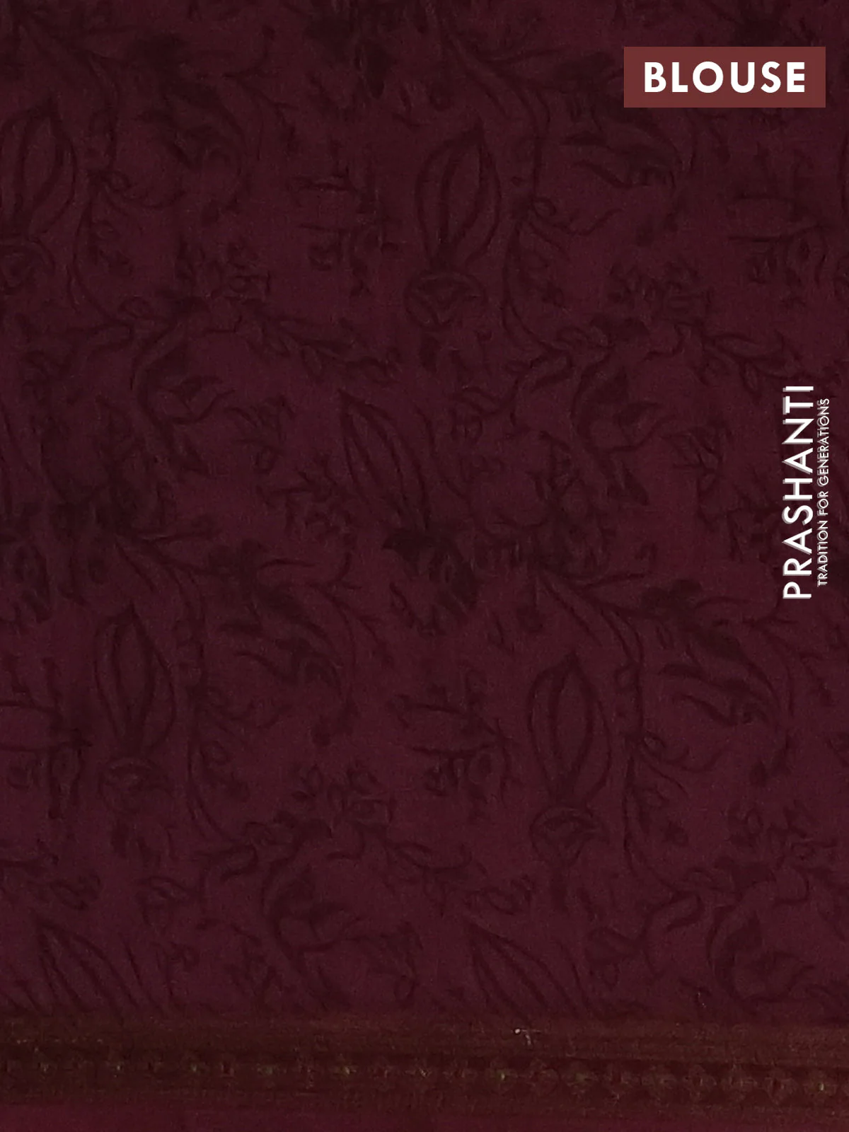 Chanderi silk cotton saree deep maroon with allover geometric prints and banarasi style border - Image 4