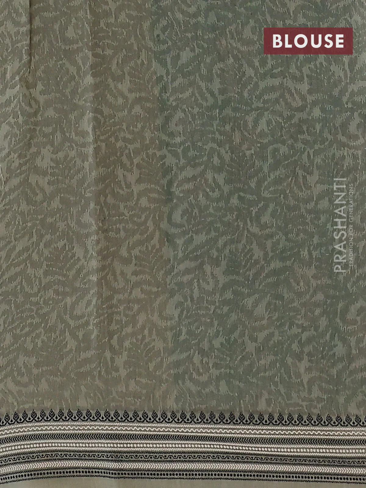Chanderi silk cotton saree green and pastel green with allover floral butta prints and thread woven border - Image 4